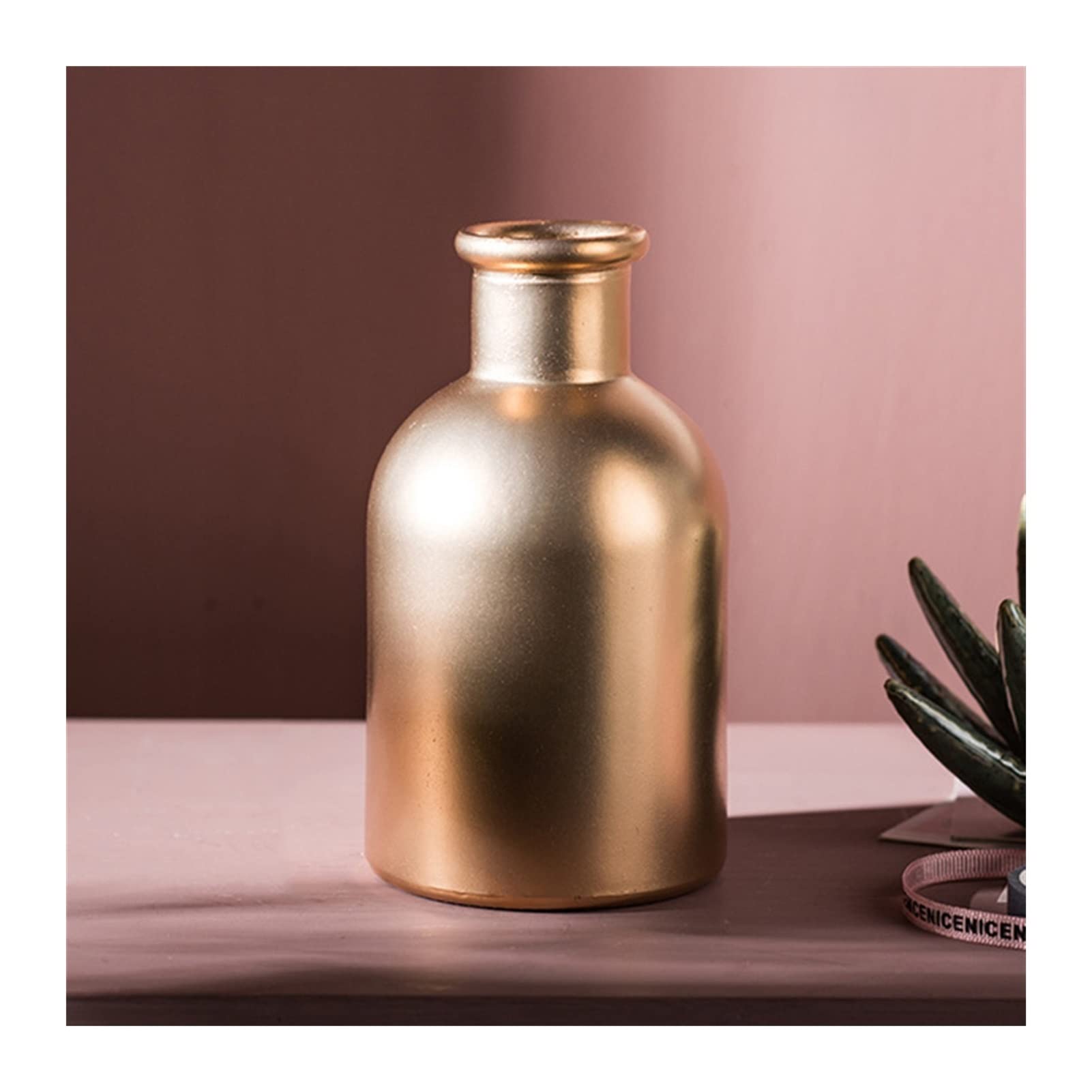 Golden Glass Flower Vases Set - Modern Geometric Vases for Home & Office Decor - Elegant Centerpiece for Wedding, Dining Table, Living Room Decor (Various Shapes & Sizes)