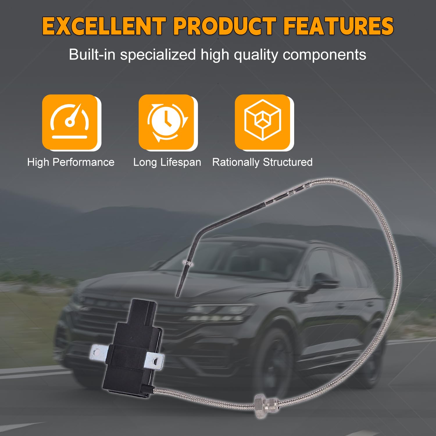 PANGOLIN 07C919529L Exhaust Temperature Sensor Compatible with Bentley Continental & Flying Spur (2004-2018) - Replaces OE 07C919529A/C/E/G/J/L | High-Performance Engine Protection for Luxury Car Maintenance & Performance Tuning