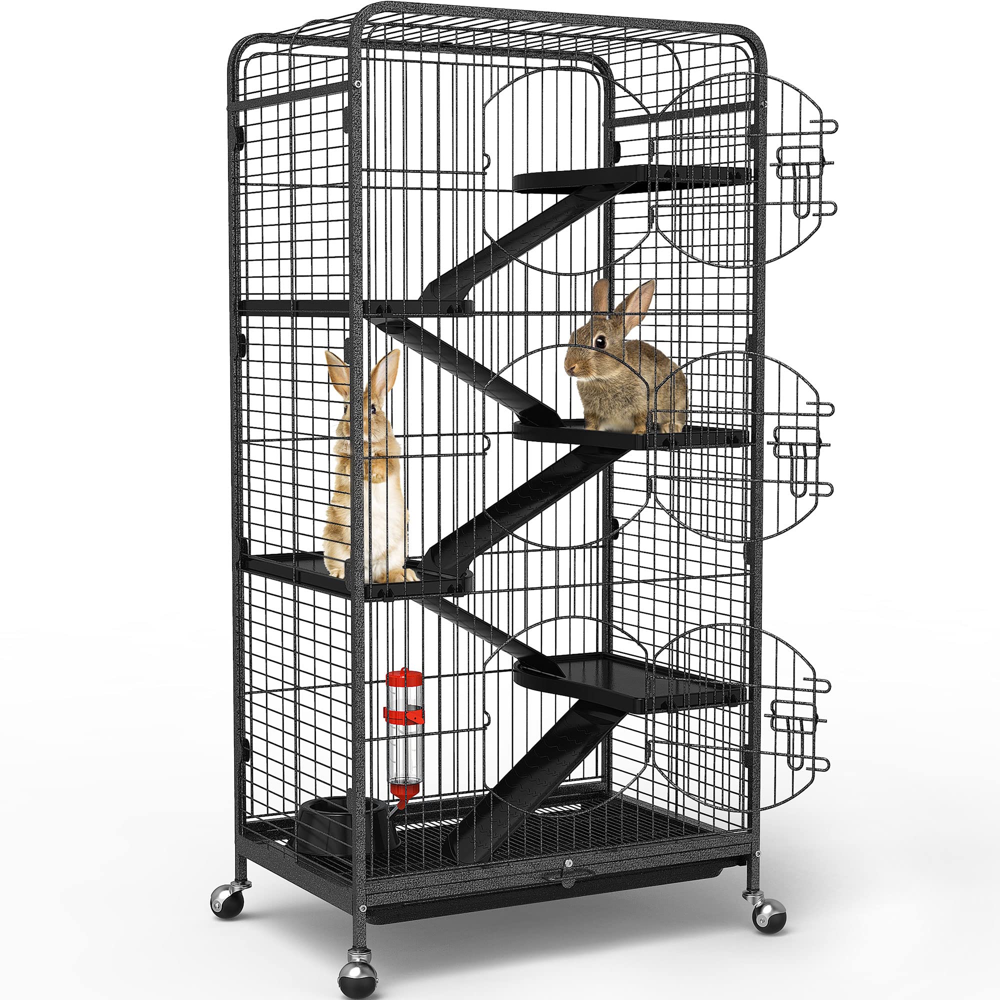 YITAHOME 52-inch Metal Small Animal Cage with Wheels - Indoor & Outdoor Ferret, Chinchilla, Rat, Squirrel, Guinea Pig, Bunny, Rabbit, Cat Cage - Black (MAYIH0010153MA) | Perfect for Home, Backyard, Pet Store & Vet Clinic Use
