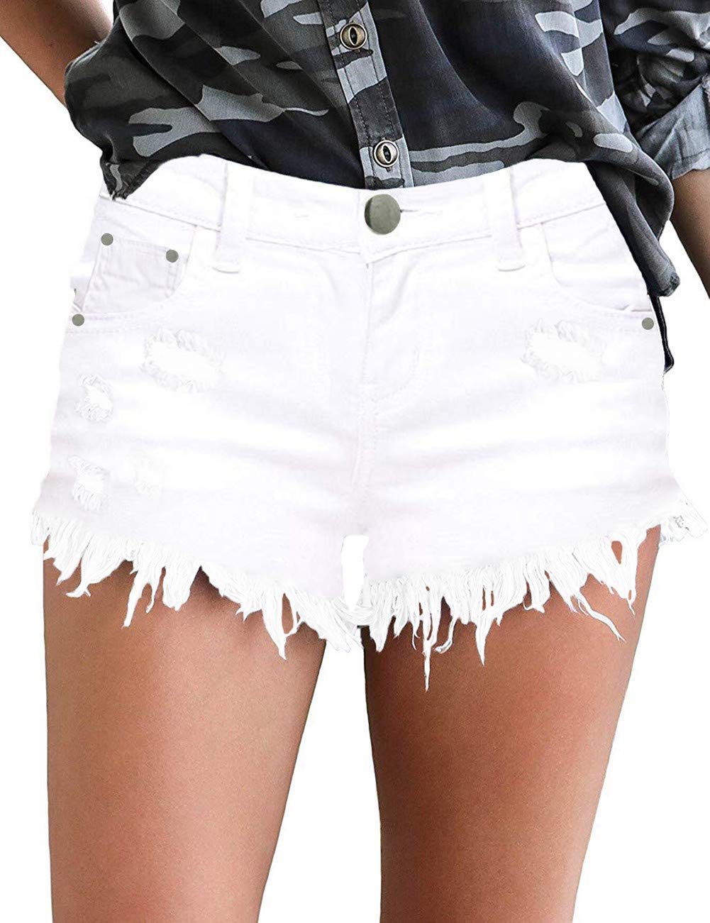 MODARANI Women's Distressed Ripped Denim Shorts - High Waisted Cut Off Jean Shorts for Summer | Perfect for Beach, Music Festivals & Casual Outfits