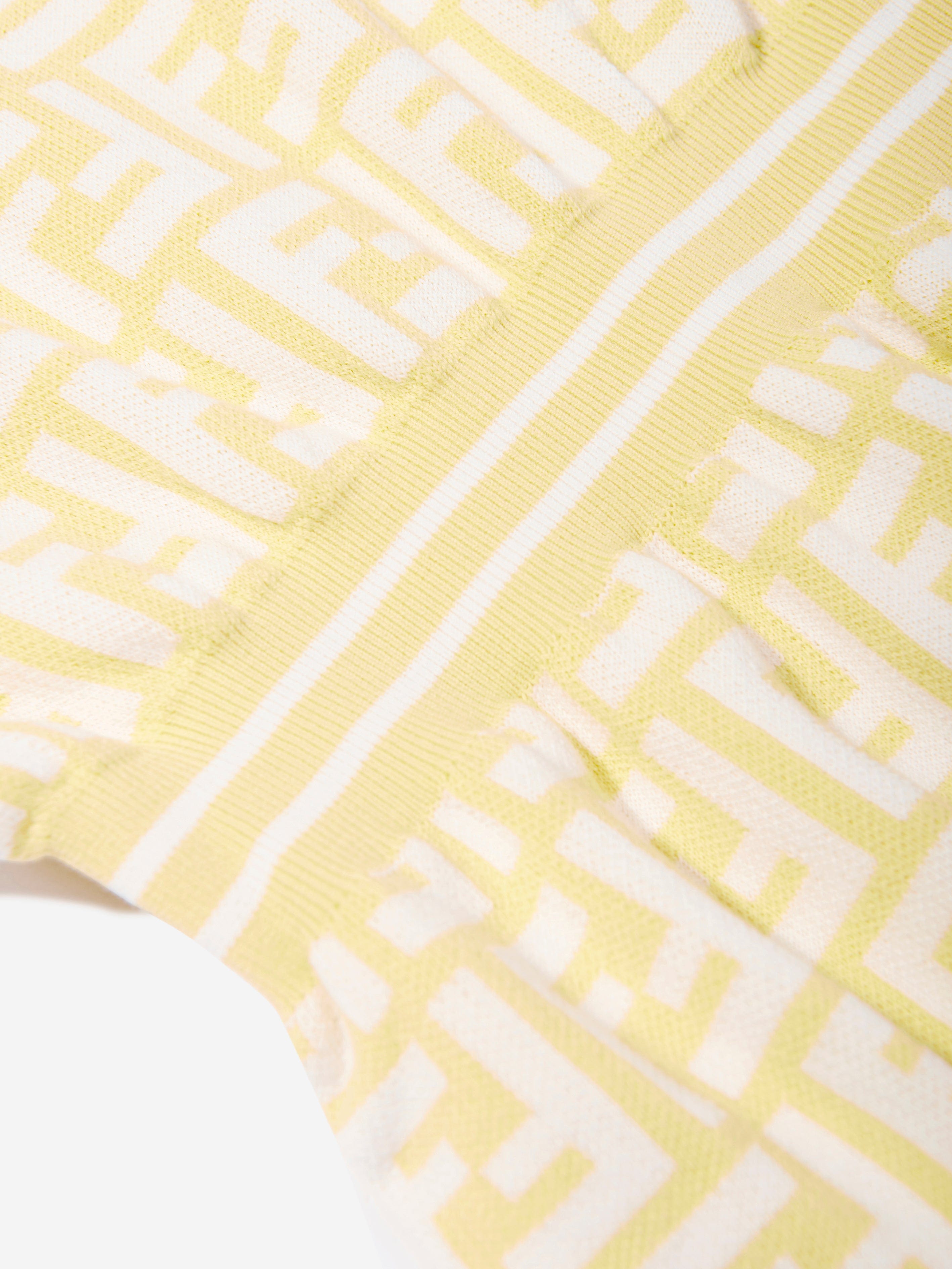 Adorable Baby Girls FF Logo Knit Dress - Soft Yellow Cotton Knitted Dress for Toddlers | Perfect for Birthday Parties, Family Photos & Special Occasions