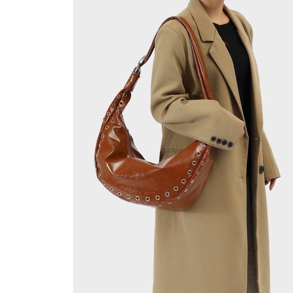 Vegan Leather Large Capacity Crossbody Shoulder Bag for Women - Stylish Underarm Dumpling Purse for Travel, Work & Everyday Use