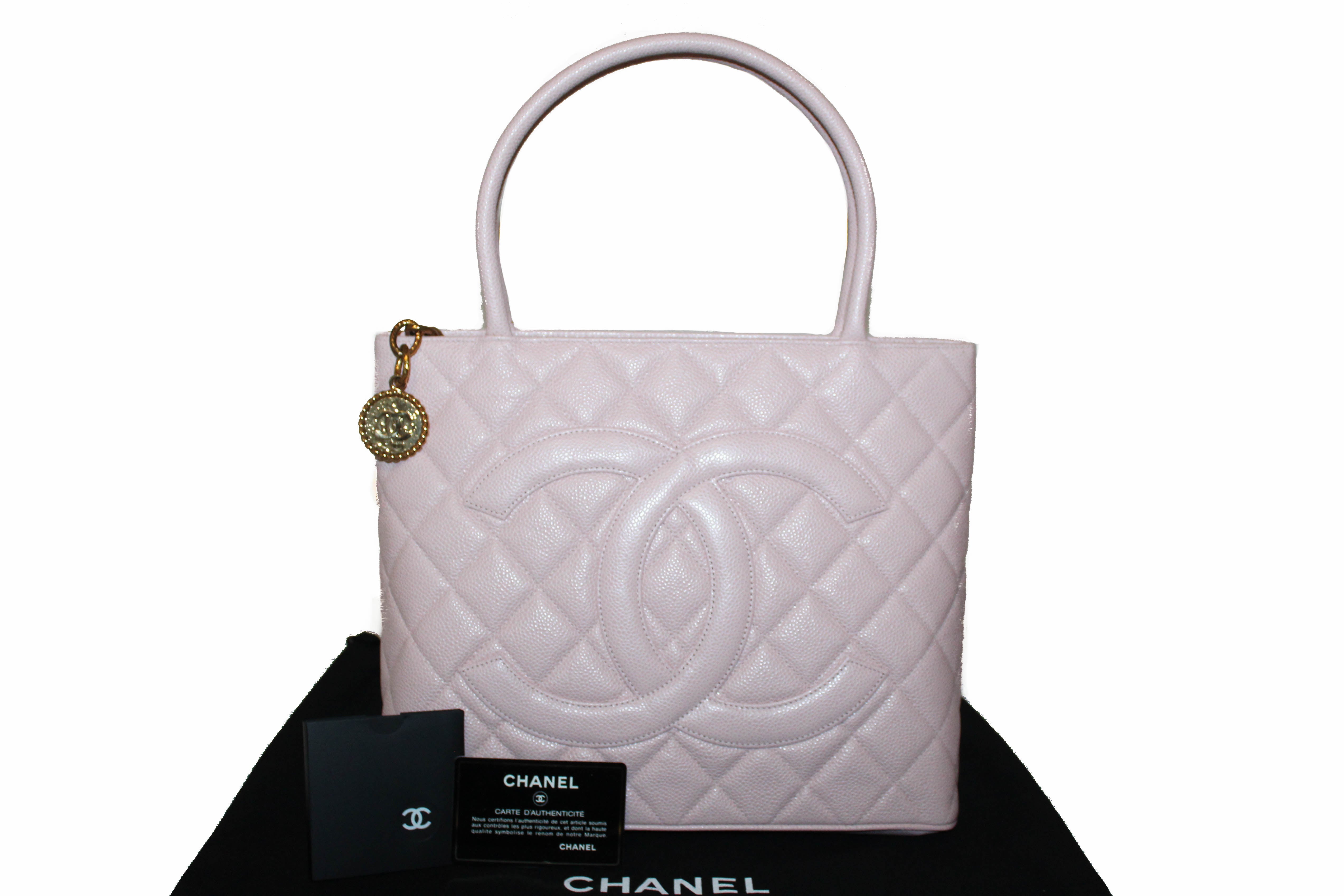 Authentic Chanel Pink Caviar Leather Medallion Tote Shoulder Bag - Luxury Designer Handbag for Women, Perfect for Work, Travel & Everyday Use
