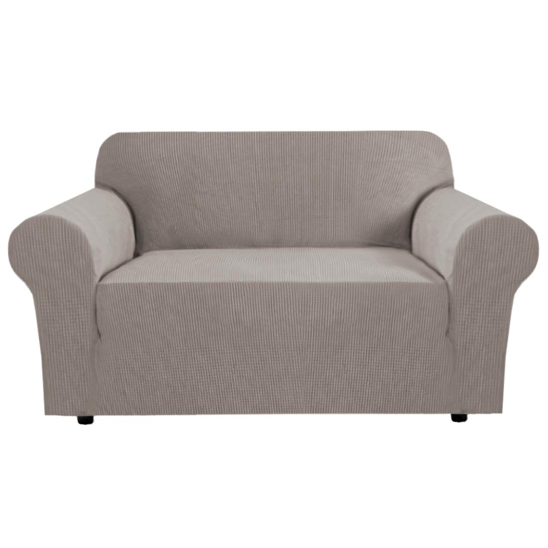 H.VERSAILTEX Stretch Sofa Cover for 2 Cushion Couch - Washable Elastic Bottom Jacquard Fabric Loveseat Cover (58