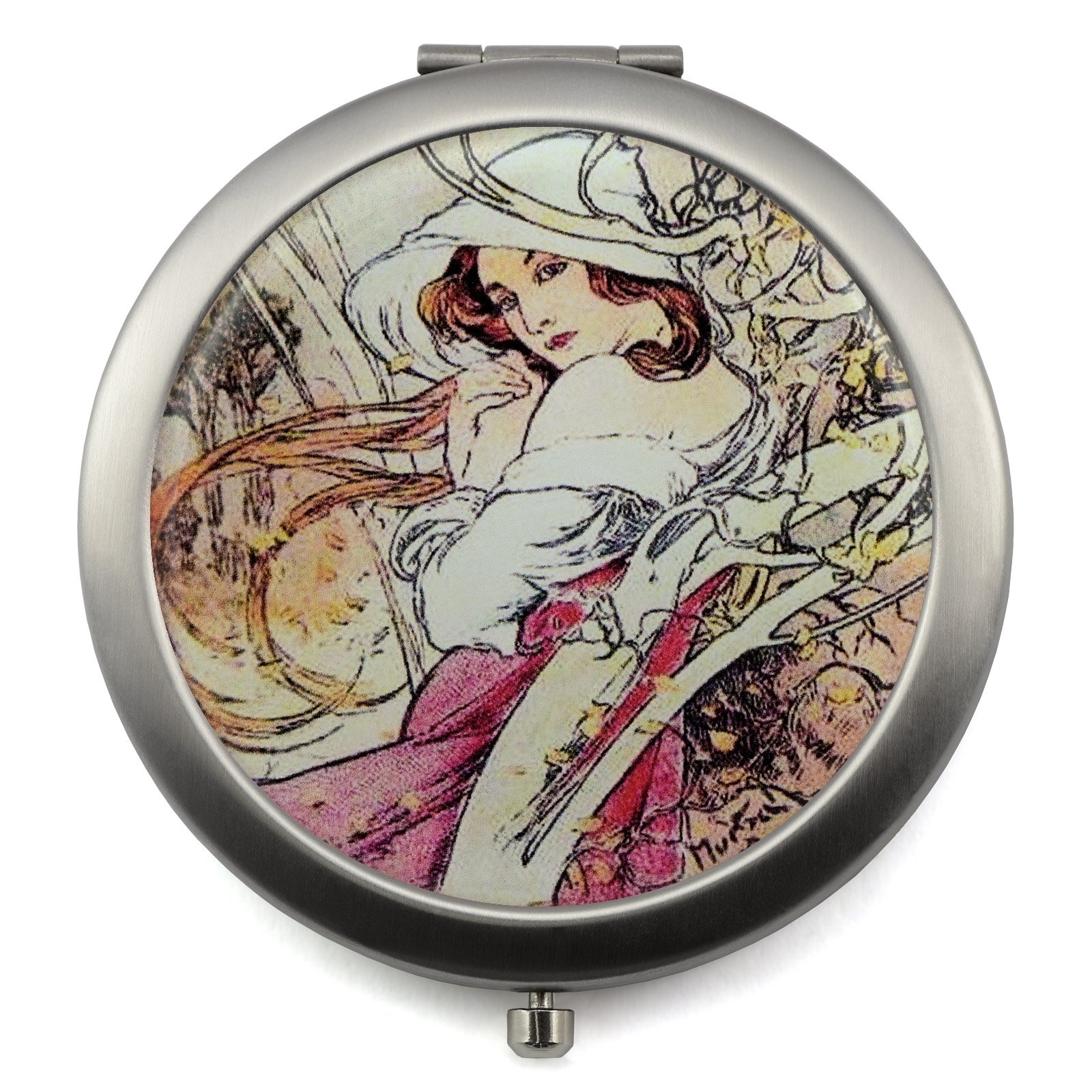 Vintage Four Seasons Design Compact Mirror - 2-Sided Pocket Makeup Mirror with 2X Magnification | Portable Travel Mirror for Purse, Makeup Bag & On-the-Go Touch Ups | Perfect for Home, Office, Travel & Gift Giving