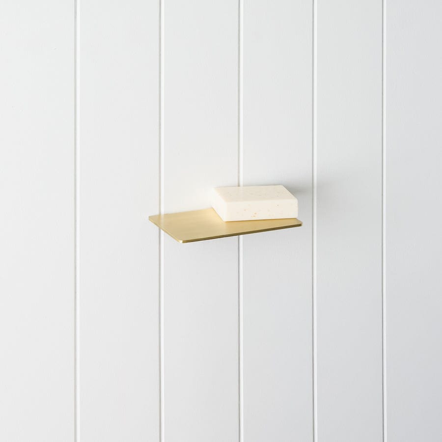 Brushed Brass Soap Shelf - Elegant Bathroom Organizer for Shower, Sink, and Countertop Storage