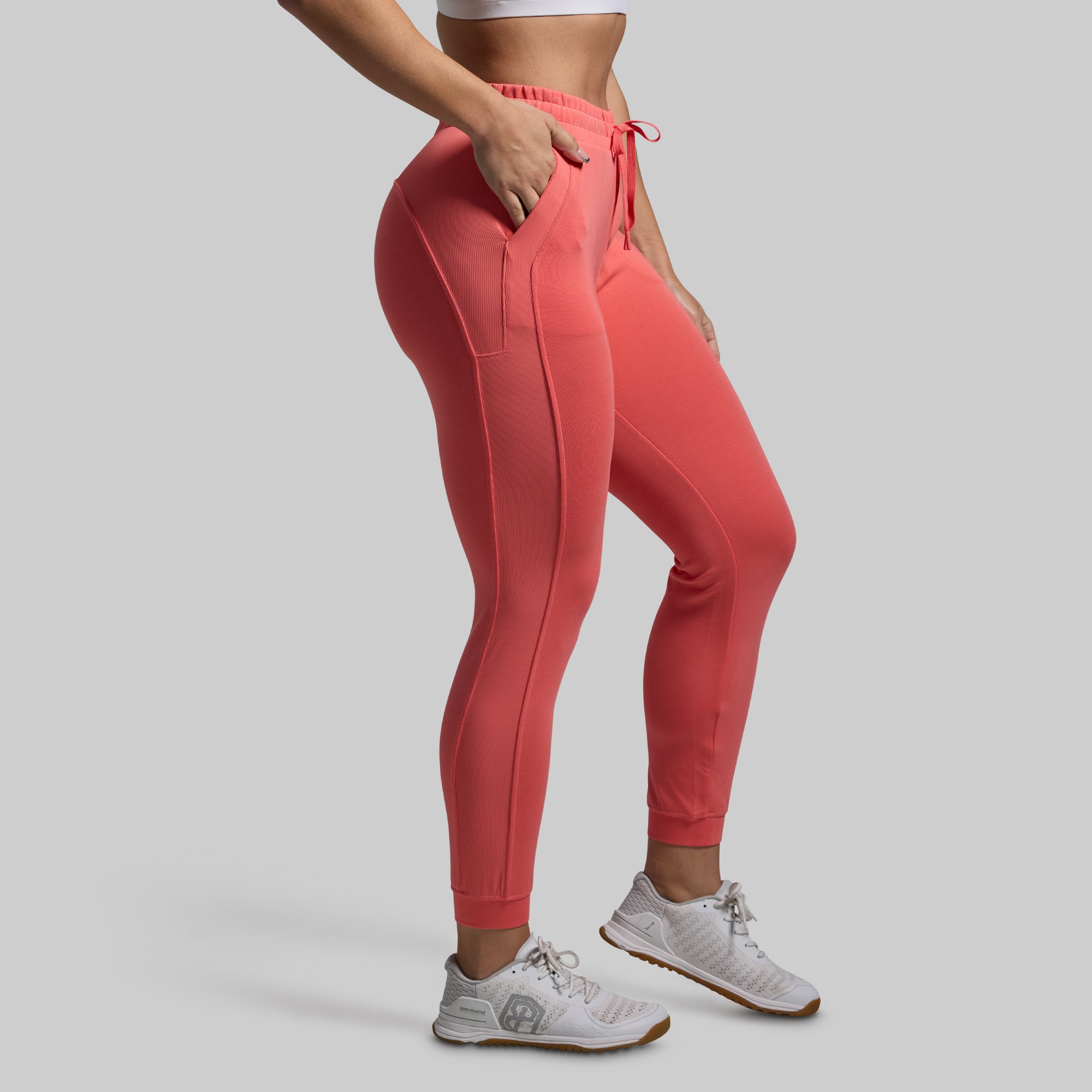 Women's Soft Lounge Lux Jogger Pants - Comfortable Elastic Waist Casual Sweatpants for Yoga, Home & Travel (Hot Peach)