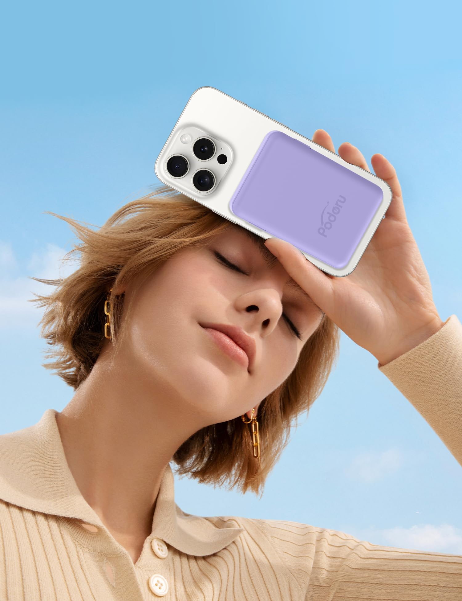 10000mAh Magsafe Magnetic Power Bank with Built-in USB-C & Lightning Cables | 22.5W PD Fast Charging | LED Display | Wireless Portable Charger for iPhone 16/15/14/13/12/Pro/Pro Max (Purple) | Perfect for Travel, Work & Outdoor Activities