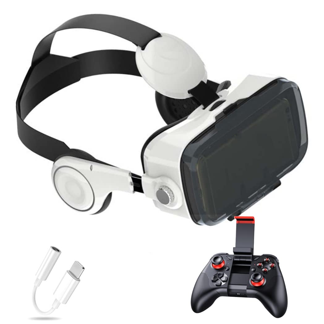 Lunette 3D VR Headset, Virtual Reality Headset with Bluetooth Controller for iPhone 13 Pro Max/13 Pro/13/12/11, Samsung Galaxy S21, Huawei, Xiaomi Series - Perfect for Gaming, Movies & Virtual Tours (Color: Black, Compatible with iOS)