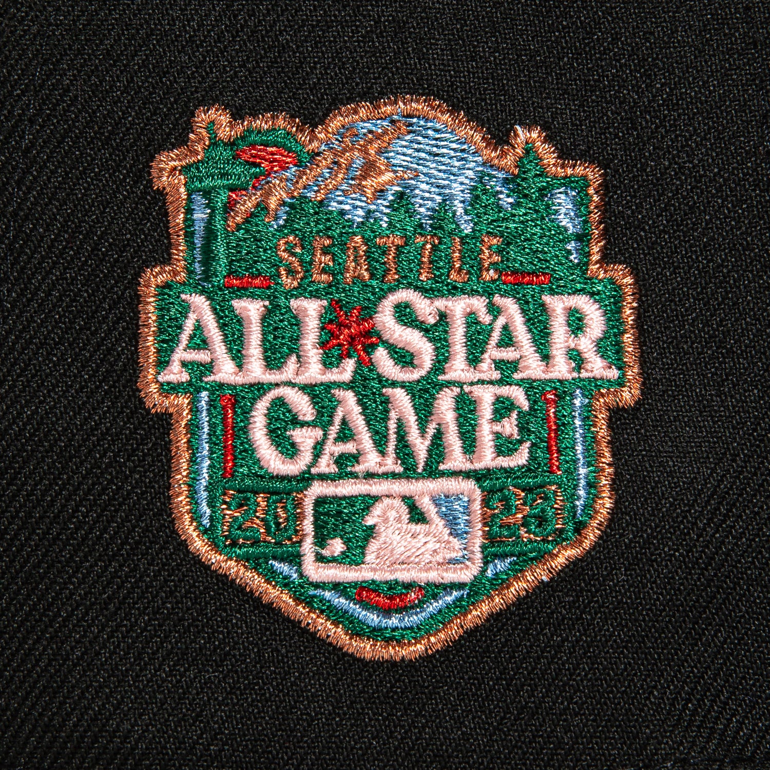 New Era 59Fifty Seattle Mariners 2023 All Star Game Patch Baseball Cap - Black, Green, Metallic Copper, Light Blue - Official MLB Hat for Fans, Sports Enthusiasts & Streetwear Fashion