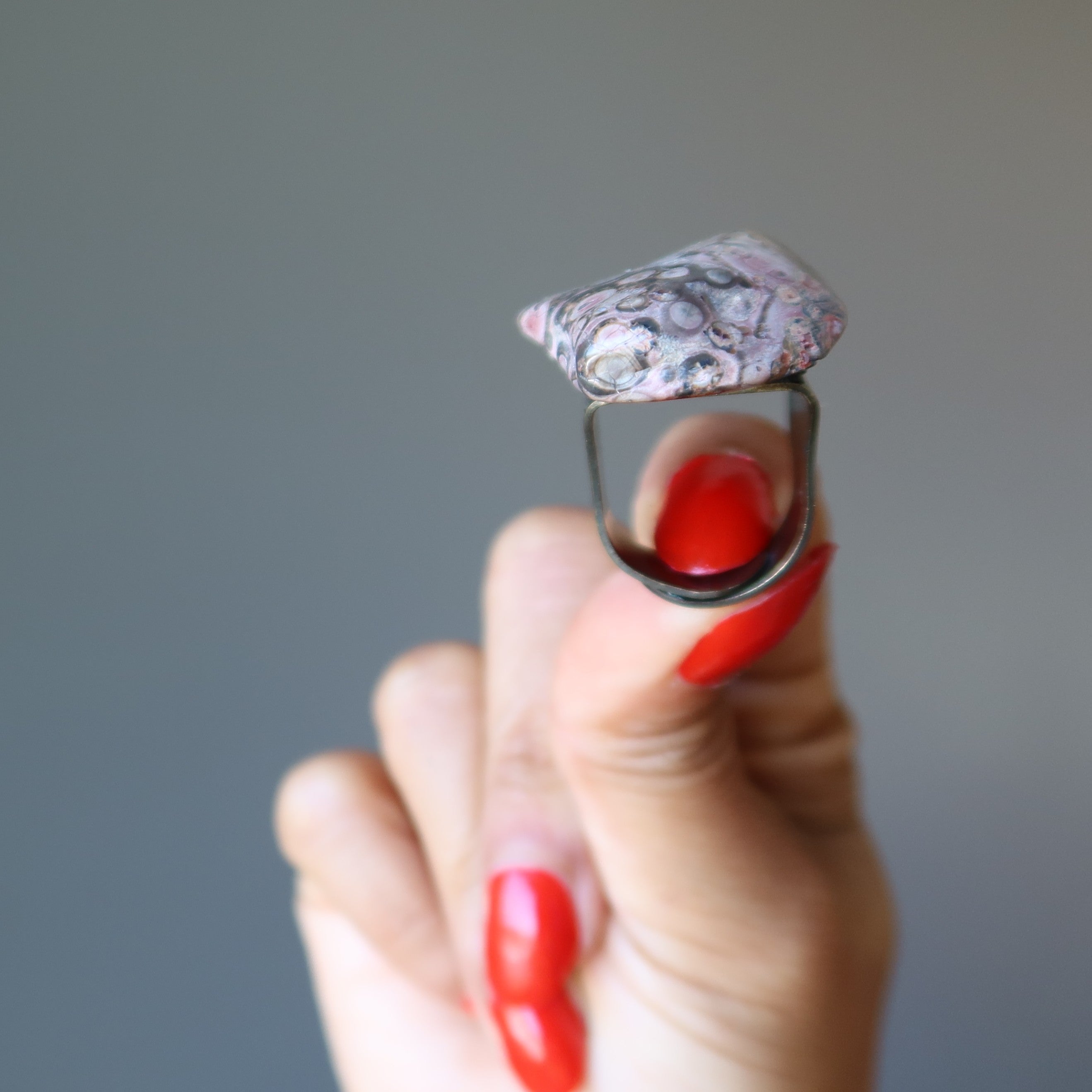 Leopard Jasper Ring - Handmade Chunky Stone Adjustable Bronze Ring for Women | Boho Jewelry, Healing Crystal, Spiritual Gift for Meditation & Energy Balancing