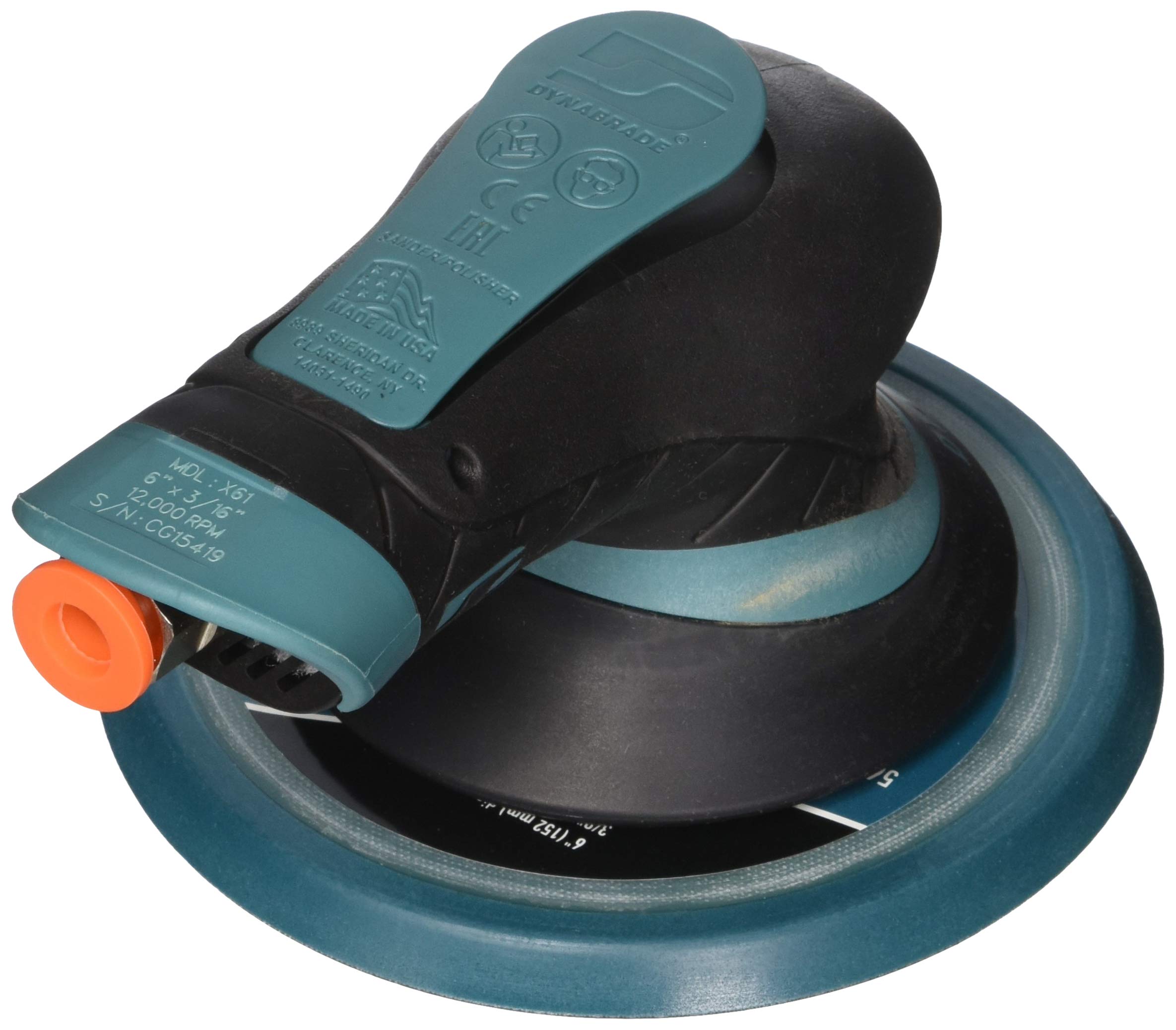 Dynabrade X61 Dynorbital Extreme 6-Inch (152mm) Random Orbital Sander - Non-Vacuum, Vinyl Pad Face, 3/16