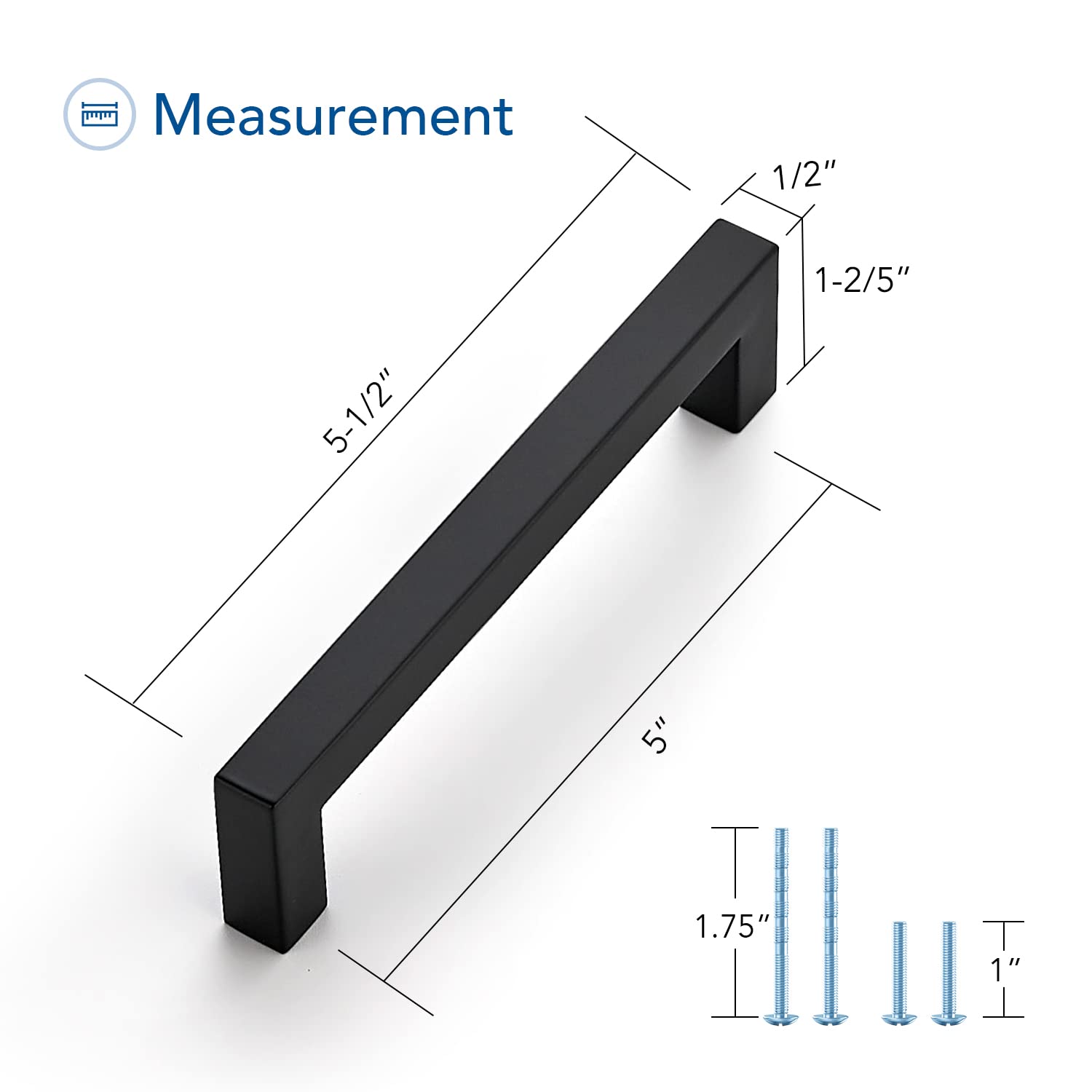 Ravinte 20 Pack 5 Inch Square Cabinet Pulls - Matte Black Kitchen Cabinet Handles & Drawer Hardware with Screwdriver Included | Perfect for Modern Kitchen, Bathroom & Office Furniture Upgrades