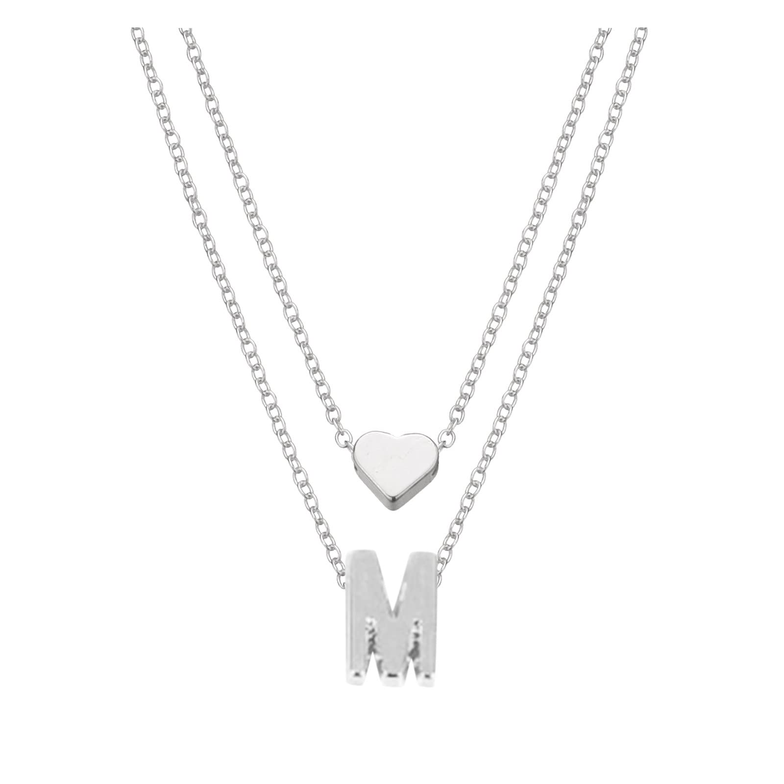 Gold Plated Initial Necklace for Women & Girls - Heart Letter Pendant Paperclip Chain Choker, Layered Jewelry Gift for Mother's Day | Perfect for Everyday Wear, Date Nights & Special Occasions