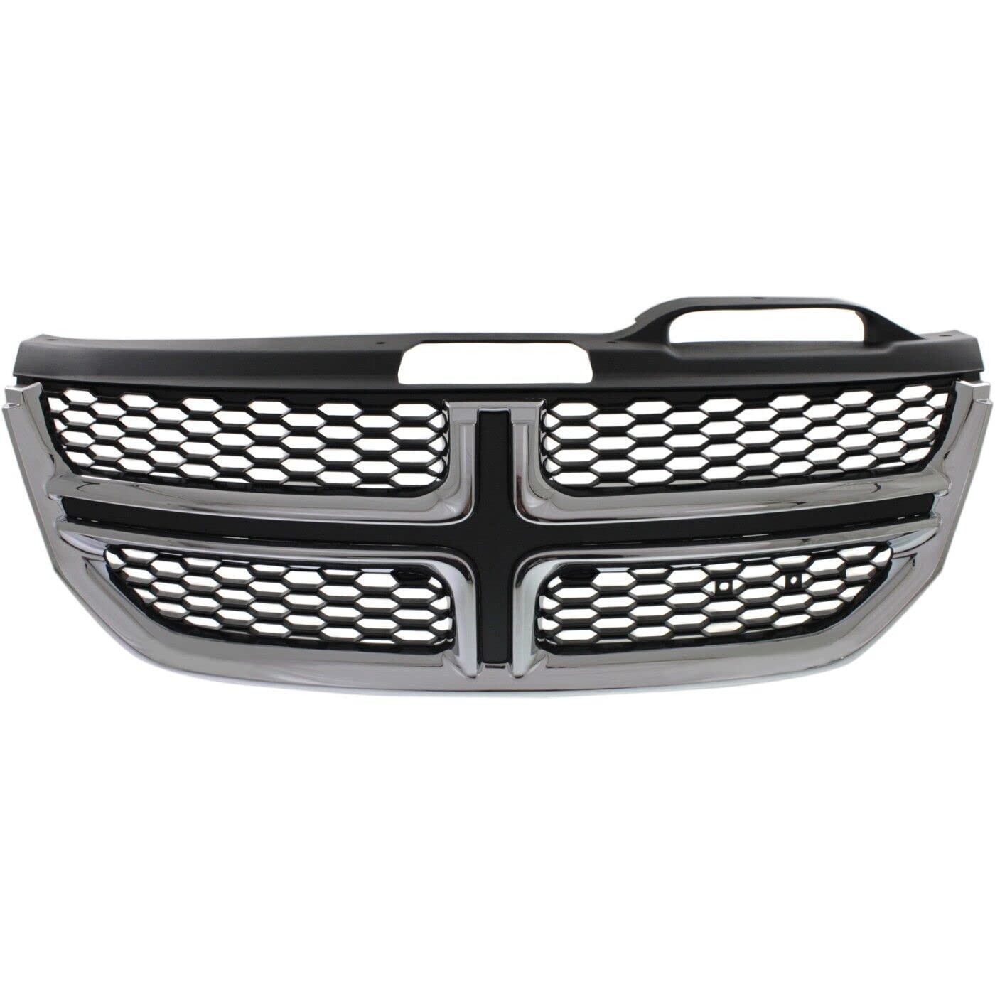 FITRITE AUTO PARTS Textured Black Grille with Chrome Molding for 2011-2020 Dodge Journey - Replacement Front Grille Without Fog Lights (Part# 1SU84SZ0AC CH1200362) - Perfect for Car Upgrades & Customization