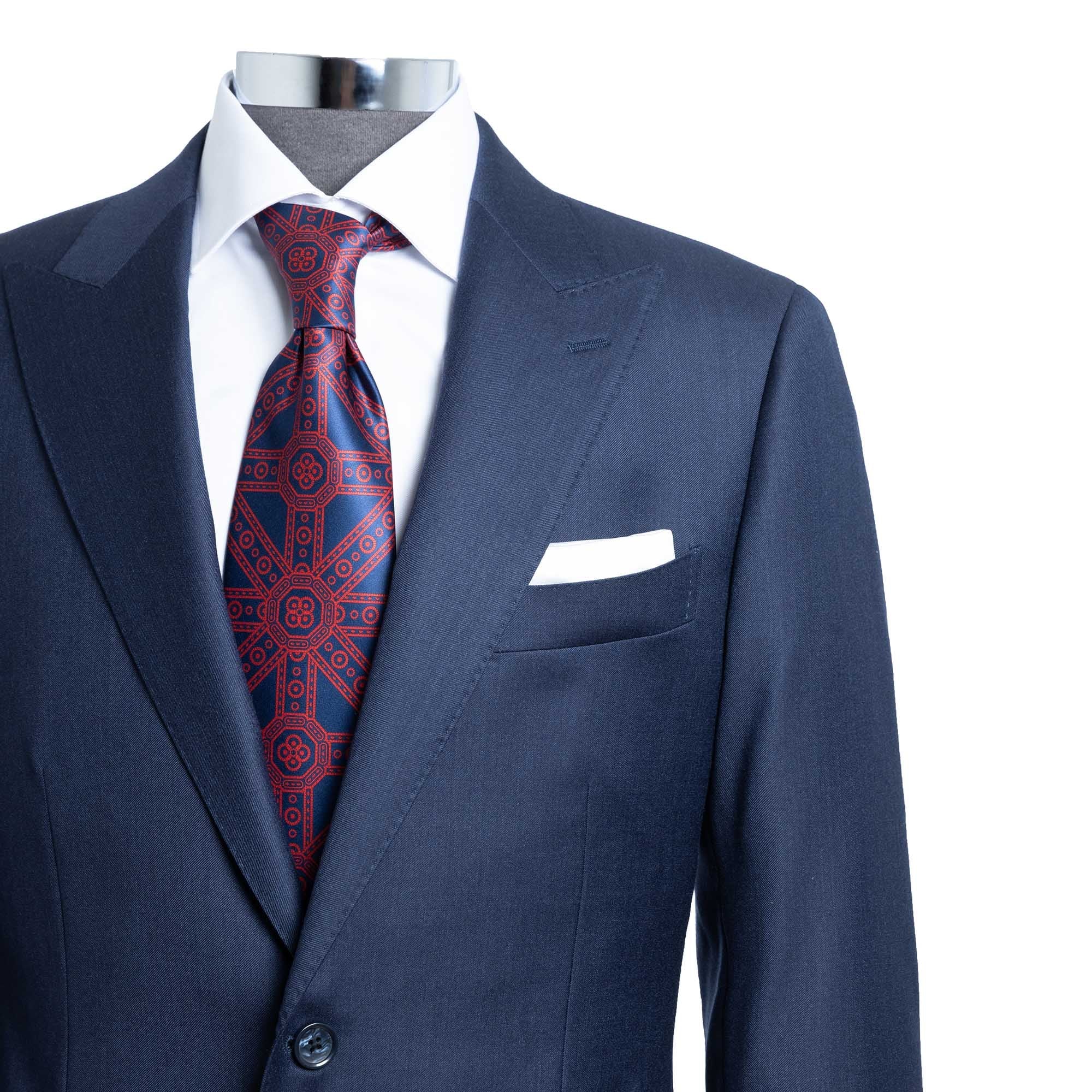 Premium Westminster Vitale Barberis Canonico Wool Suit for Men - Navy Blue Peak Lapel Business Attire - Perfect for Weddings, Office Meetings & Formal Events