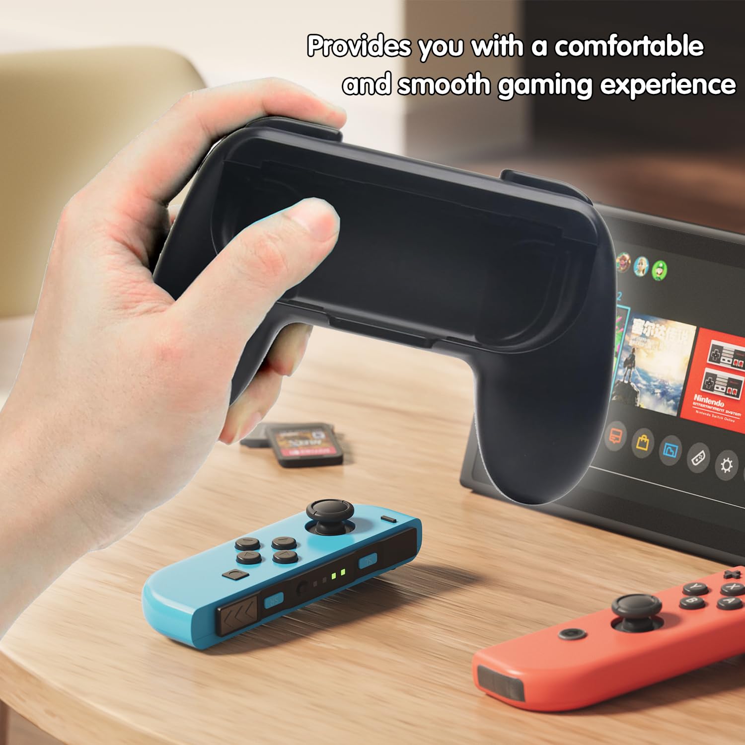 2 Pack Switch Controller Grip Holder - Black Ergonomic Handles for Nintendo Switch Joy-Con - Protective Cover Accessories for Enhanced Gaming Comfort - Compatible with Switch Lite & OLED    **Perfect for Long Gaming Sessions, Travel, and Protecting Your Joy-Cons from Drops & Scratches**