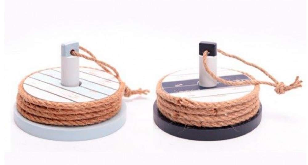 Seashore Coasters Set with Wooden Holder - 4 Pack Nautical Themed Drink Coasters for Home Bar, Kitchen, or Office (Navy Blue) - Perfect for Protecting Tables from Water Rings and Adding Coastal Decor