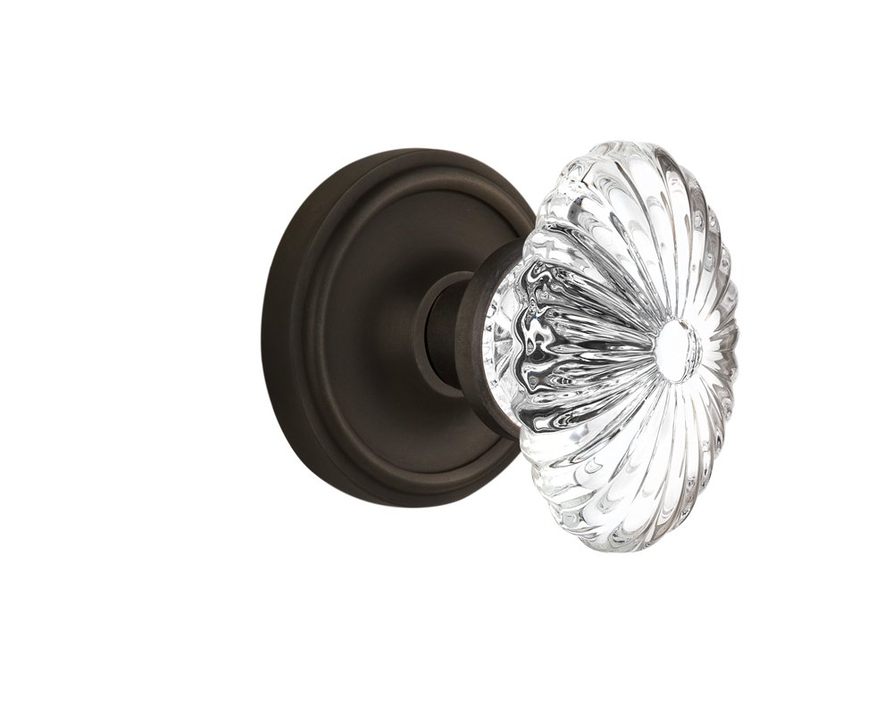 Nostalgic Warehouse Classic Rosette with Oval Fluted Crystal Glass Knob - 2.75