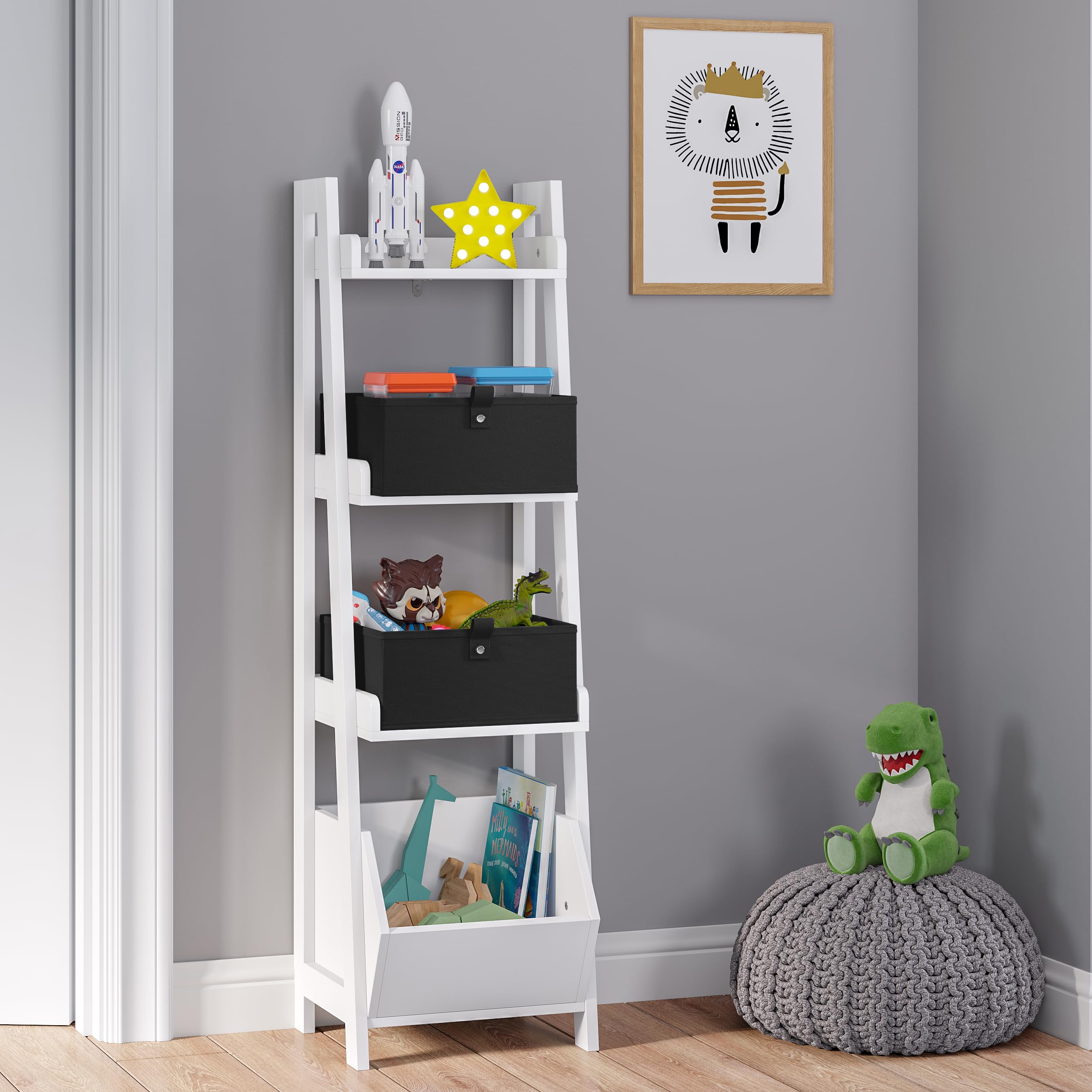 RiverRidge Kids 2-Piece 5-Inch Fabric Collapsible Storage Cube Organizers - Foldable Toy Bins for Playroom, Nursery & Closet Organization (Black) - Perfect for Storing Toys, Books & Kids' Accessories