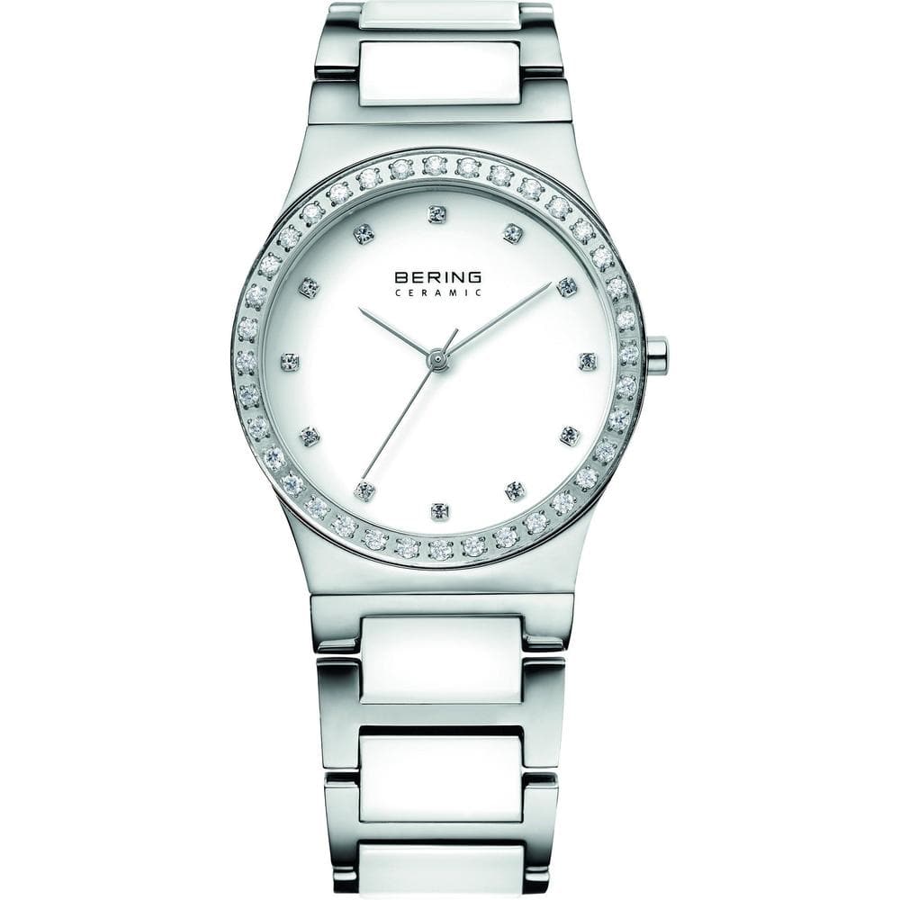 BERING 32435-754 Women's Ceramic Watch with Swarovski Crystals - White Dial Quartz Watch for Women - Perfect for Work, Parties & Everyday Wear