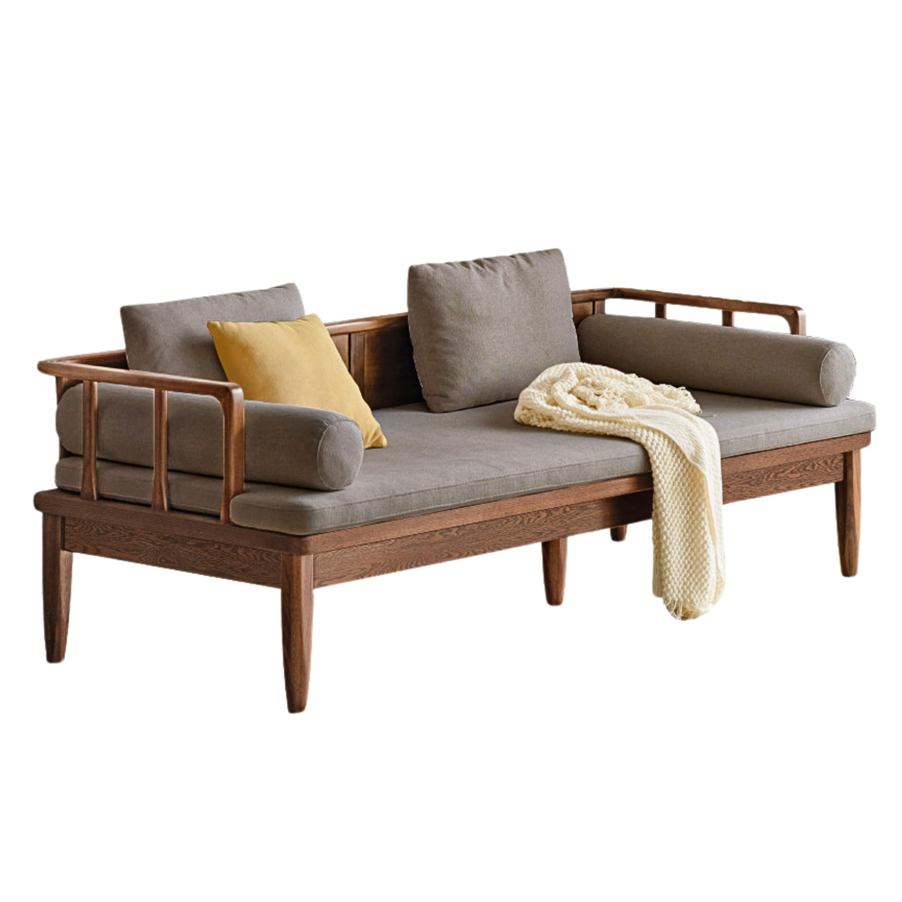 Premium Black Walnut Solid Wood Convertible Sofa - 2-in-1 Winter & Summer Use for Living Room, Bedroom, or Office - Comfortable & Durable Furniture for All Seasons