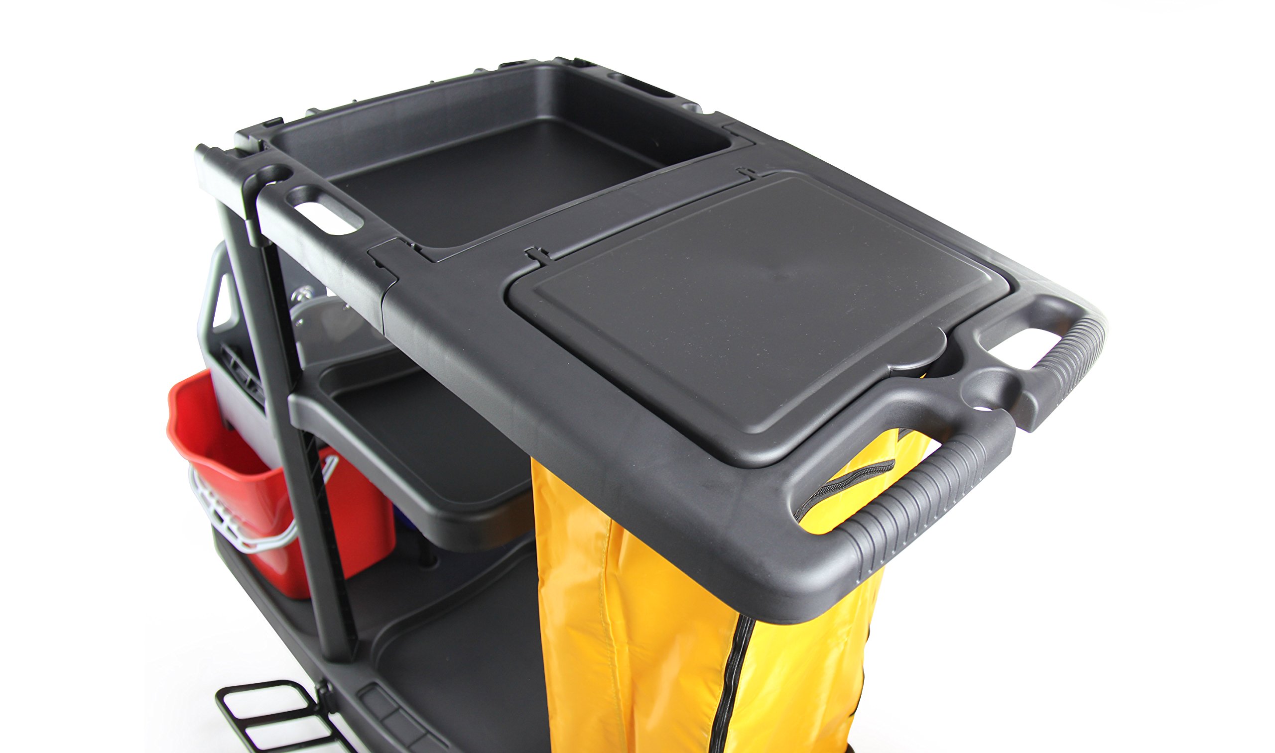 Industrial Janitorial Service Cart with Vinyl Bag - Heavy Duty Cleaning Cart for Commercial & Warehouse Use