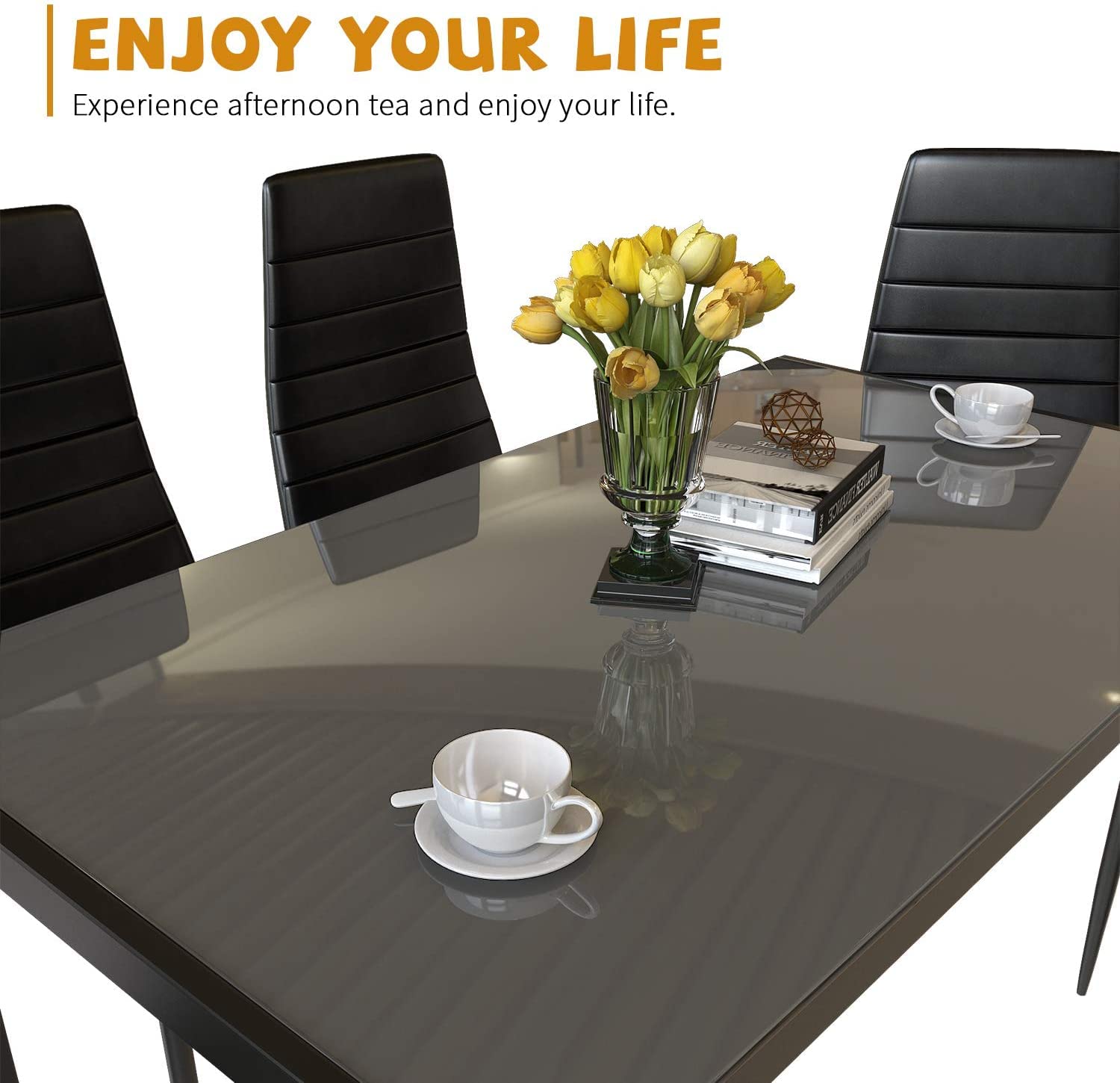 4-Piece Glass Dining Table Set with PU Leather Chairs - Modern Kitchen & Dining Room Furniture for Small Spaces | Perfect for Apartments, Breakfast Nooks & Cozy Family Meals