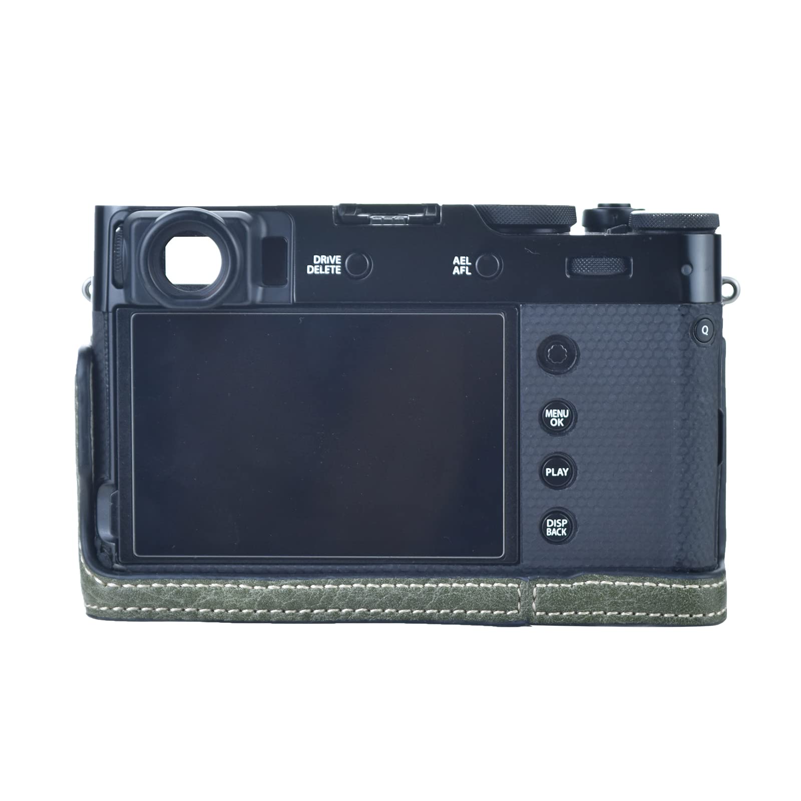 Rieibi X100V Camera Case - Vintage Leather Protective Cover for Fujifilm X100V Digital Camera with Strap & Grip - Green - Perfect for Travel, Street Photography & Everyday Use