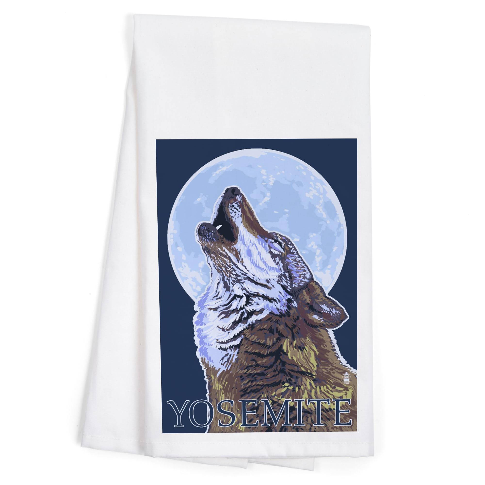 Lantern Press Yosemite California Wolf Howling 100% Cotton Tea Towel - Decorative Hand Towel for Kitchen, Home Decor & Gifts - Perfect for Dish Drying, Wall Art & Cabin Decor