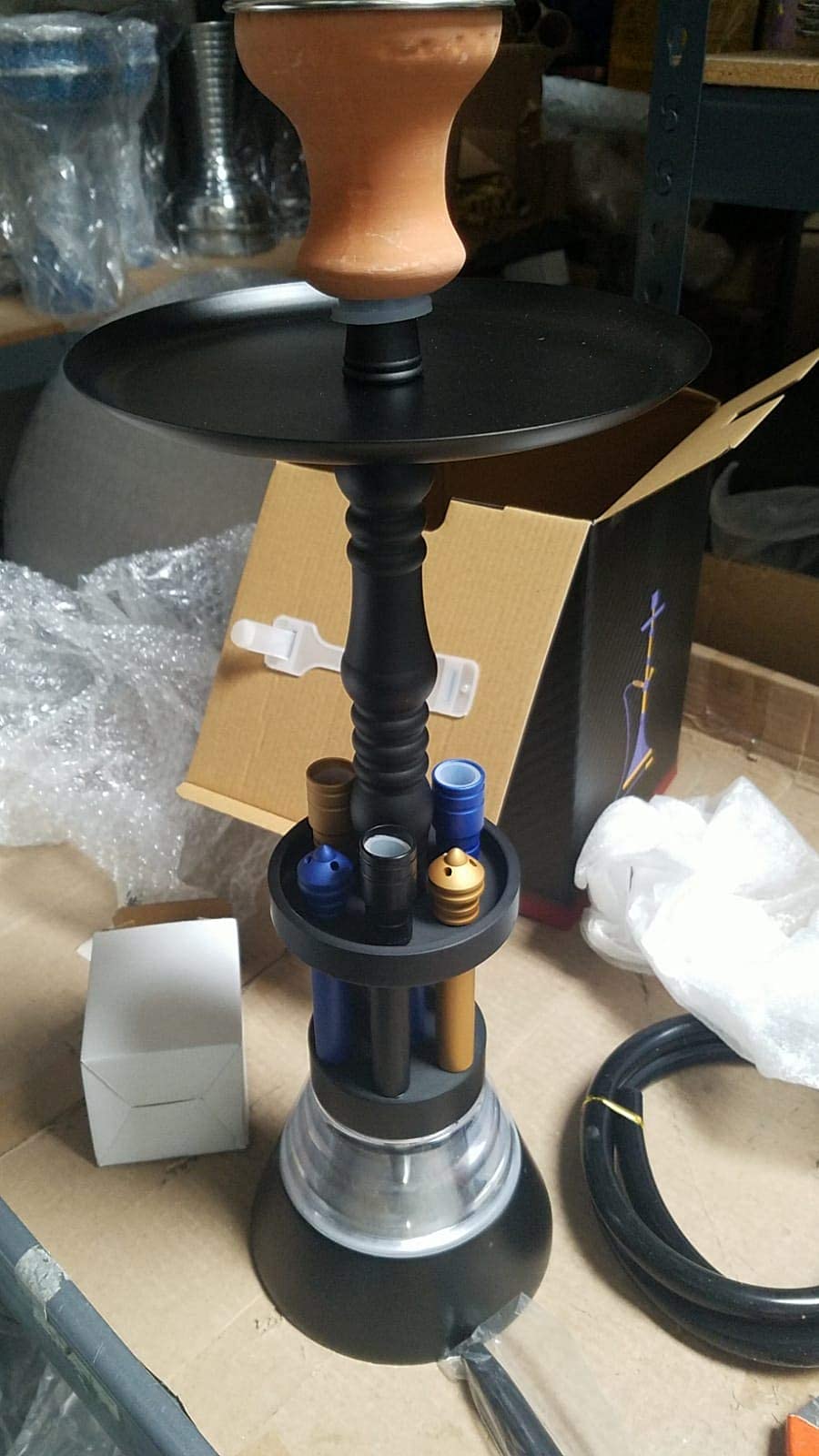 22英寸黑色蜘蛛造型硅胶软管陶瓷烟斗水烟套装 - 适用于派对、家庭聚会和休闲放松