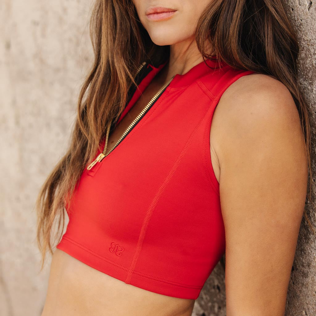 Women's Red Crush Swim Top - High Neck Bikini Top for Swimming, Surfing & Beach Activities | Perfect for Pool Parties & Summer Vacations