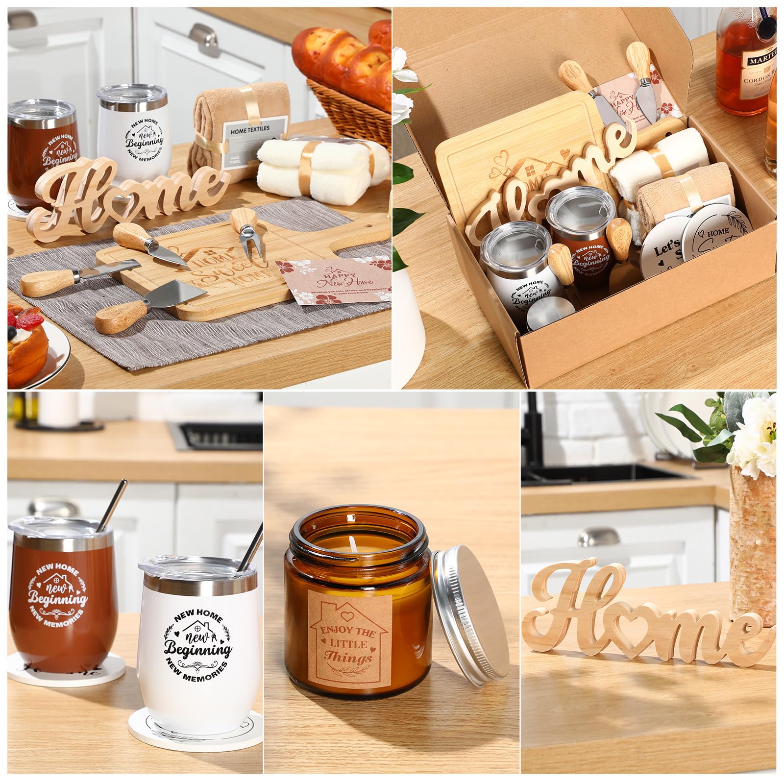 19-Piece Housewarming Gift Basket Set for Couples, Friends, Women & Men - New Home, Apartment, Kitchen & Dinner Essentials (Nature & Classic Style) - Perfect for Housewarming Parties, New Home Celebrations & Thoughtful Gifts
