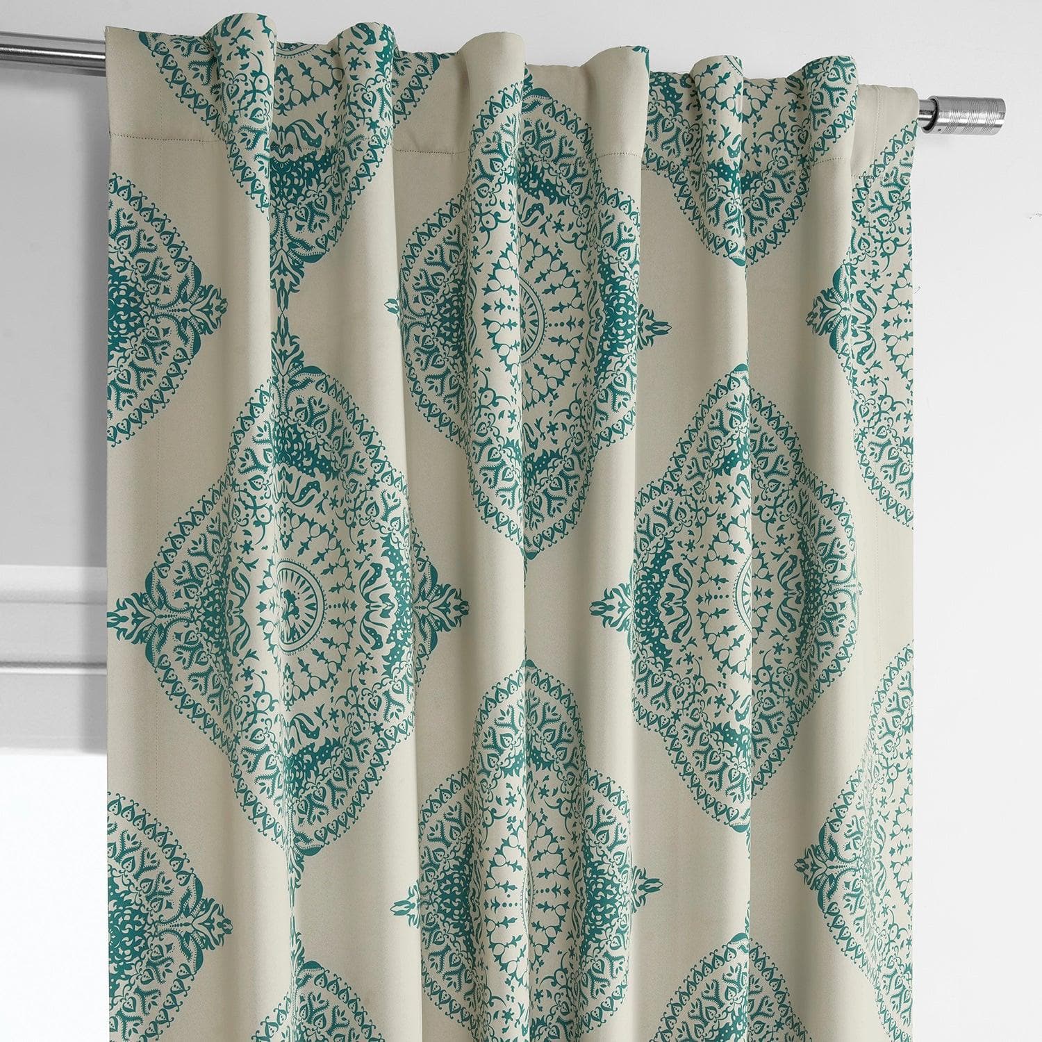 Henna Teal Emblem Blackout Curtains for Bedroom - Thermal Insulated Window Drapes for Living Room, Nursery & Home Decor