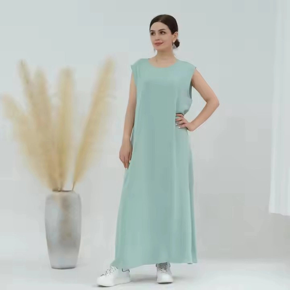 11 Color Options Muslim Women's Wrinkle-Free Underdress - Sleeveless Inner Slip for Modest Dressing | Perfect Under Abaya, Maxi Dress & Prayer Outfits