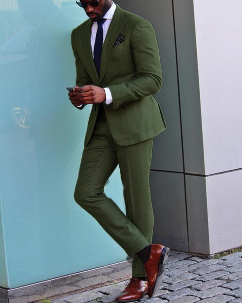 Men's Green Wedding Suit & Tuxedo Set - 2 Piece Formal Prom Party Outfit (Jacket + Pants) for Groom, Gala & Special Occasions