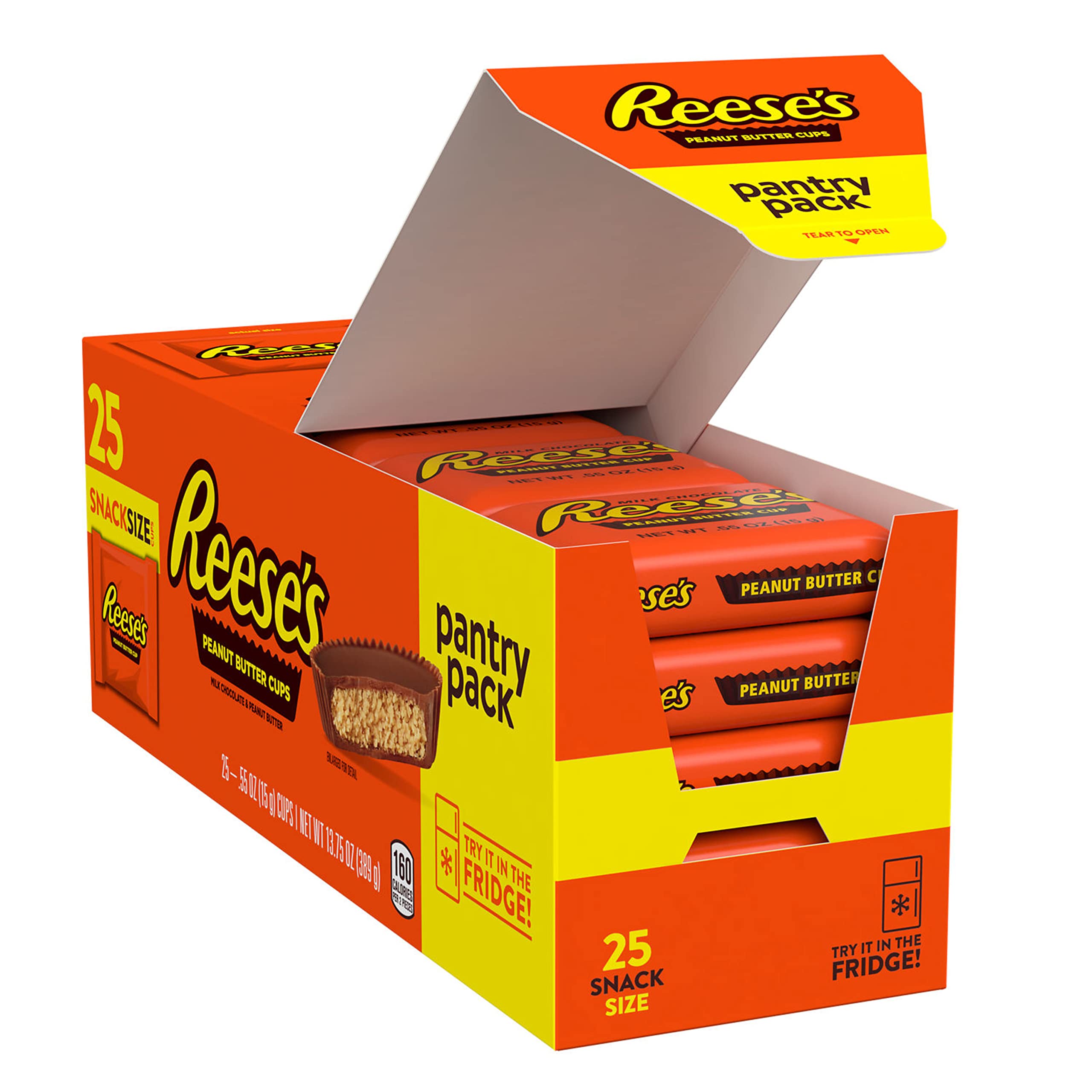 Reese's Milk Chocolate Peanut Butter Cups - 13.75 oz (25 Pieces) Candy Pantry Pack - Perfect for Halloween Treats, Party Favors & Office Snacks