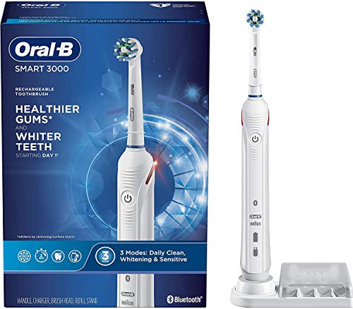 Oral-B Pro 3000 3D White Electric Toothbrush with Smart Pressure Sensor - Rechargeable Power Toothbrush for Whiter Teeth & Healthier Gums - Perfect for Travel & Daily Oral Care Routine