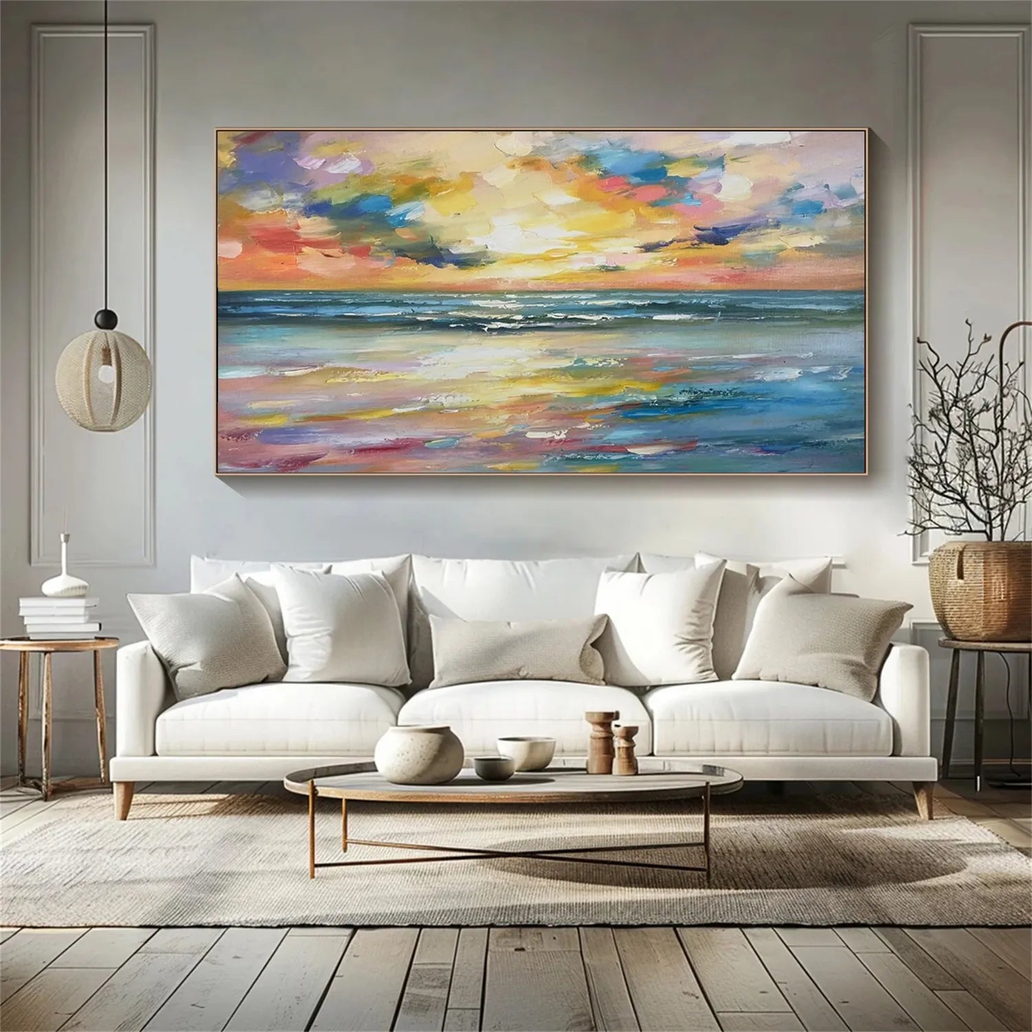 Ocean and Sky Painting #OS 166 - Handmade Seascape Wall Art for Home & Office Decor - Perfect for Living Room, Bedroom, or Beach House