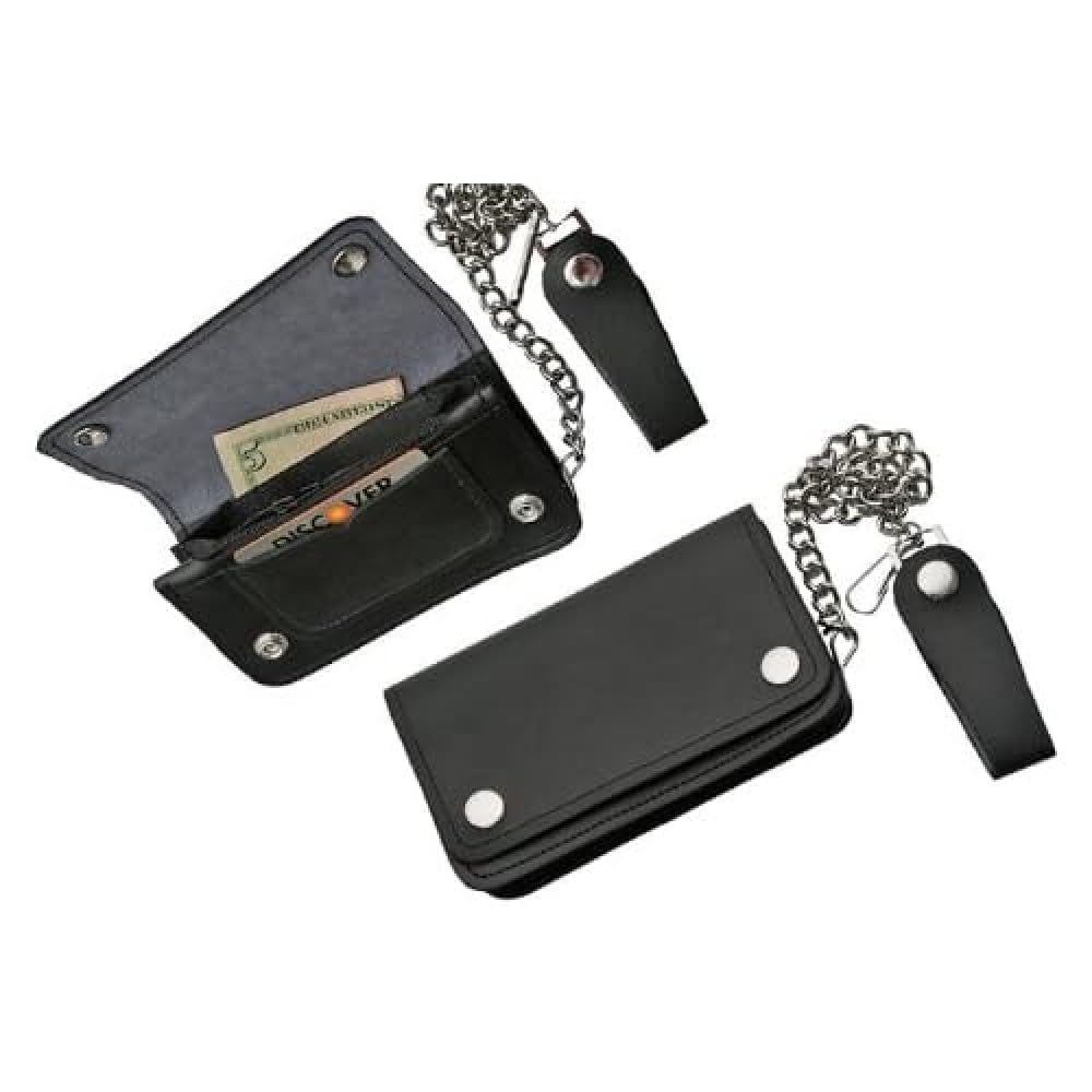 SZCO Supplies Genuine Leather Biker Wallet for Men - Compact & Durable Small Black Motorcycle Wallet - Perfect for Riding, Travel & Everyday Use
