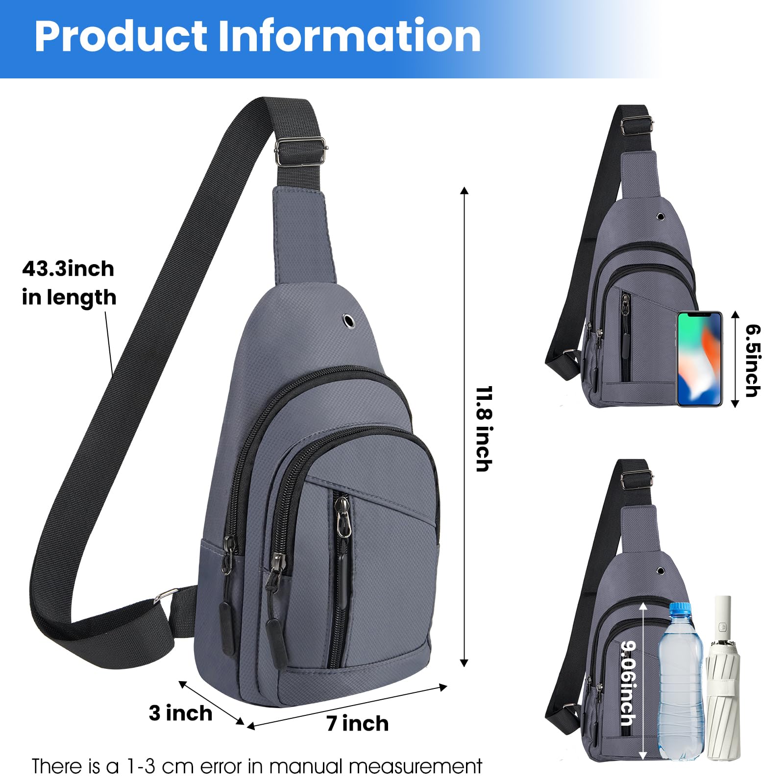Lightweight Crossbody Sling Bag for Women & Men - Gym, Travel & Hiking