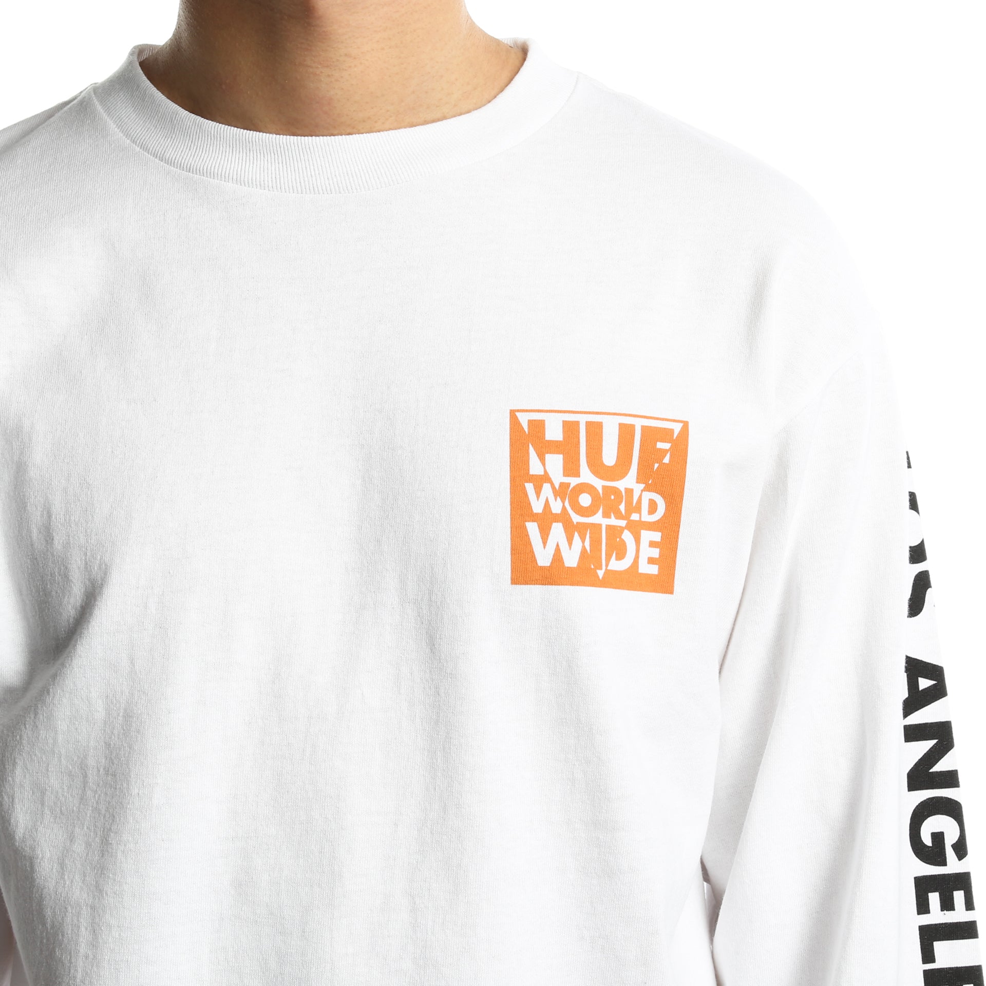 Huf International Block Long Sleeve T-Shirt for Men & Women - Classic White Cotton Tee - Streetwear Fashion - Perfect for Casual Wear, Skateboarding & Urban Lifestyle