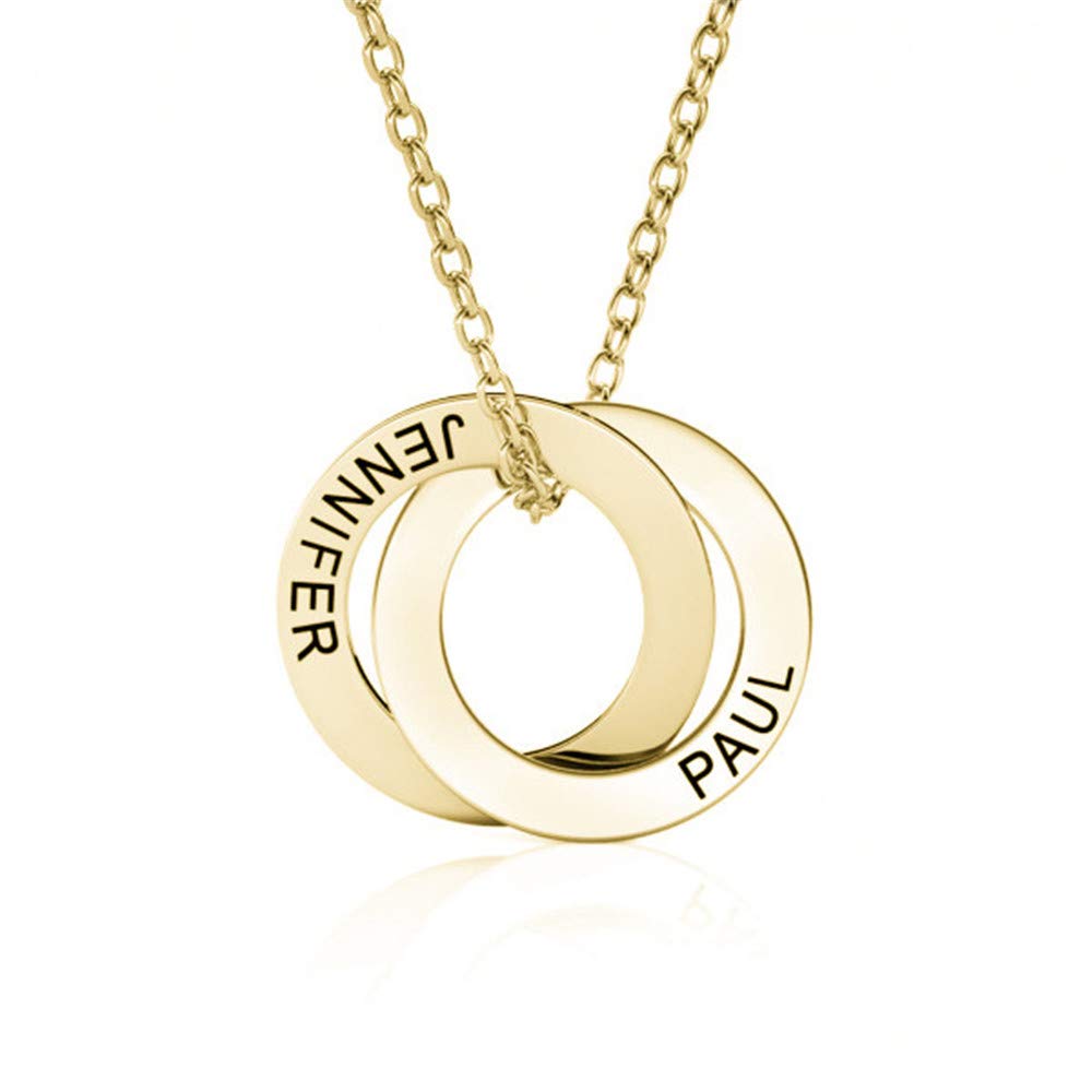 Custom Engraved 925 Sterling Silver Russian Ring Necklace - Personalized with 3 Names - Perfect for Anniversary, Birthday & Valentine's Day Gifts