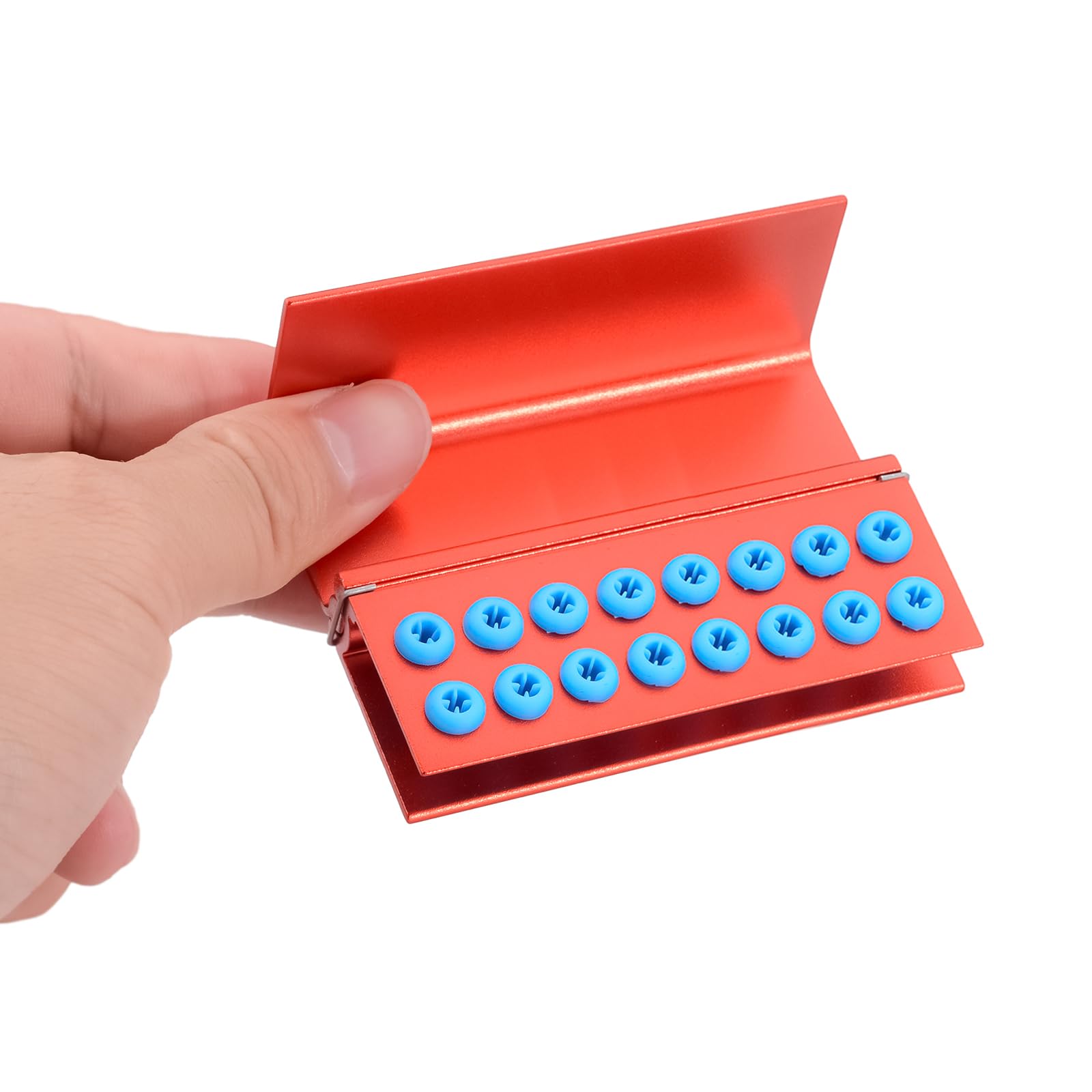 3PCS Aluminum Alloy Endo Box with Cover - 16 Hole Bur Holder & Organizer for Dental Tools - Sterilizable Case (Red) - Perfect for Dental Clinics, Labs & Sterilization Storage