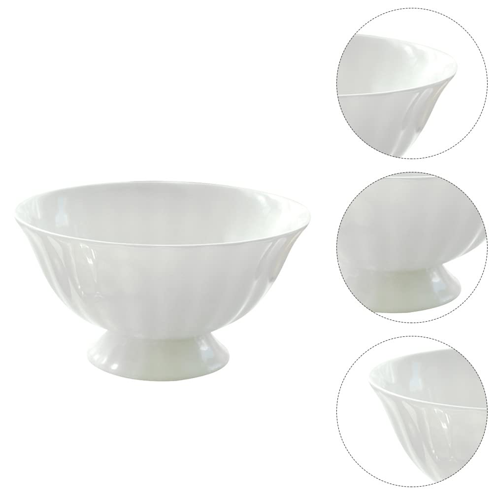 DOITOOL White Ceramic Pedestal Bowl - 8 Inch Round Footed Fruit Bowl for Kitchen Counter, Dessert Display Stand, Table Centerpiece Decor, Serving Tray - Perfect for Parties, Dining Room Decor & Fruit Display