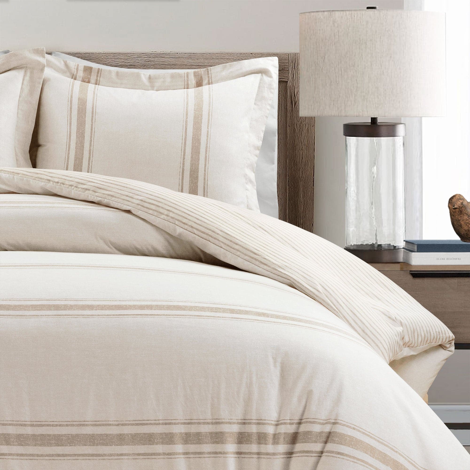 Farmhouse Stripe 100% Cotton Duvet Cover Set - Soft Breathable Bedding for Cozy Bedroom Decor - Perfect for Master Bedroom, Guest Room & Airbnb Stays