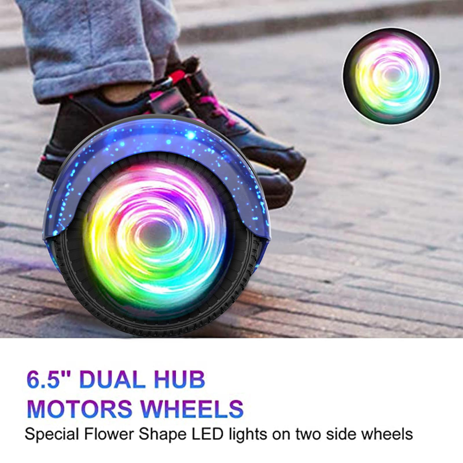 SISIGAD Hoverboard for Kids Ages 6-12 - Bluetooth Speaker & 6.5