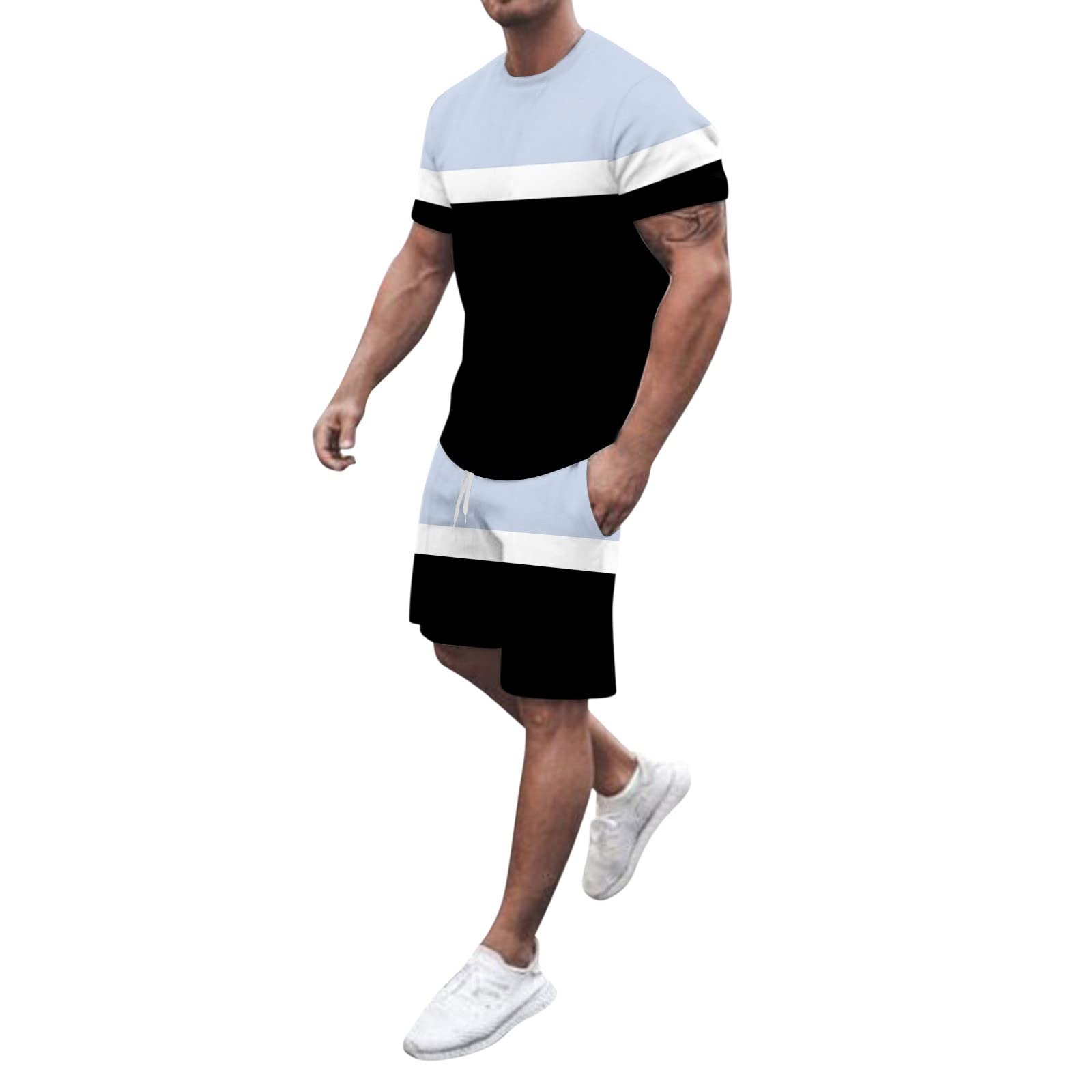 2-Piece Men's Casual Summer Outfit - Quick Dry Cotton Short Sleeve Henley Shirt & Tank Top Set for Beach, Raves, and Easter Events | Breathable Comfortable Matching Tracksuit for Men