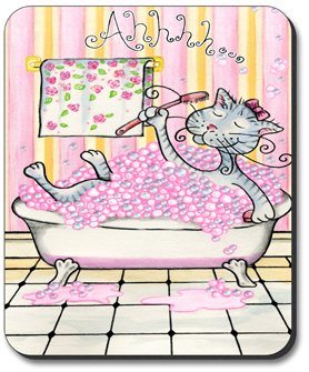 Stylish Cat Art Plates & Non-Slip Mouse Pad for Bathroom Decor - Perfect for Home Office, Gaming Setup, and Pet Lover Gifts