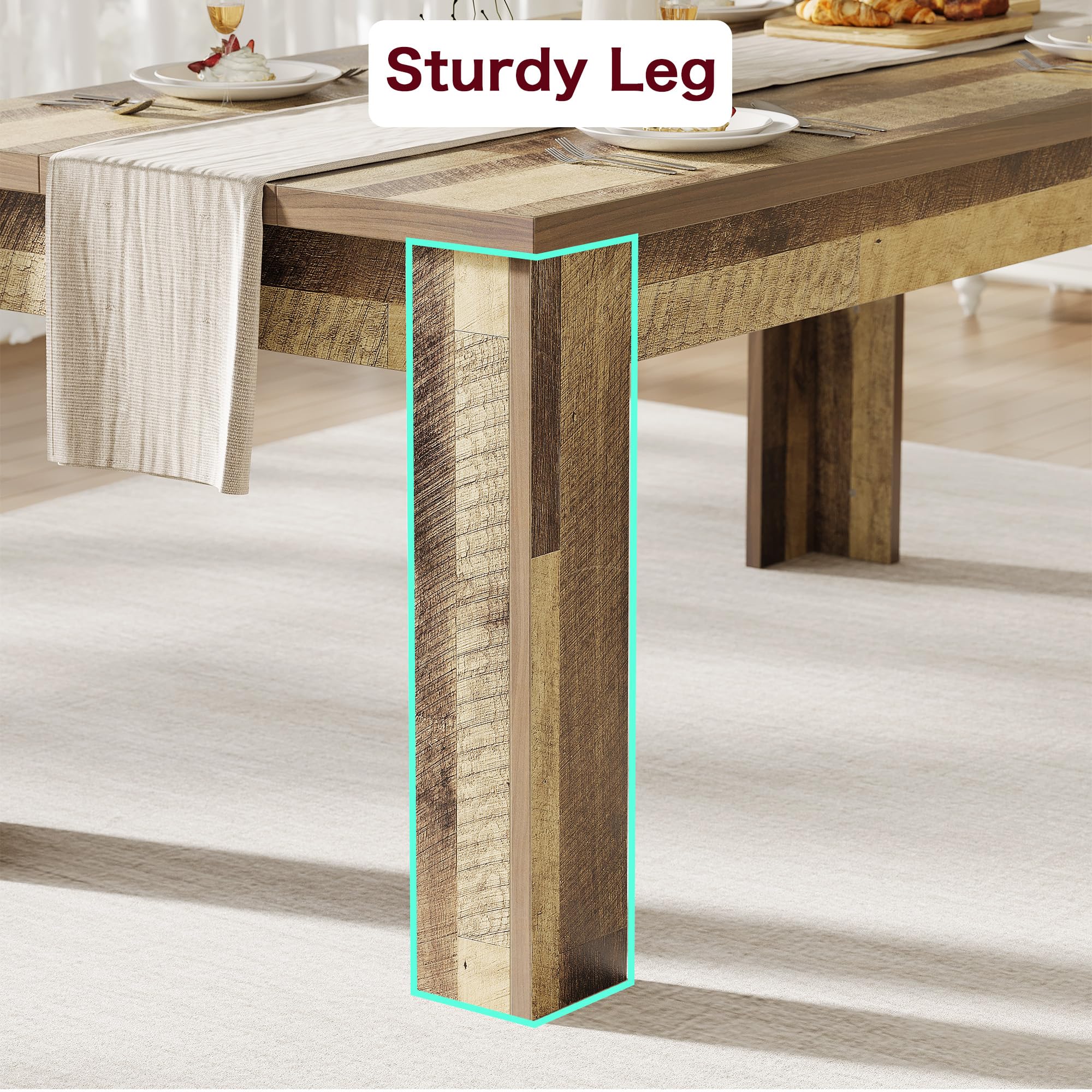 Rustic Brown Rectangular Dining Table for 4-6 People | 1.18
